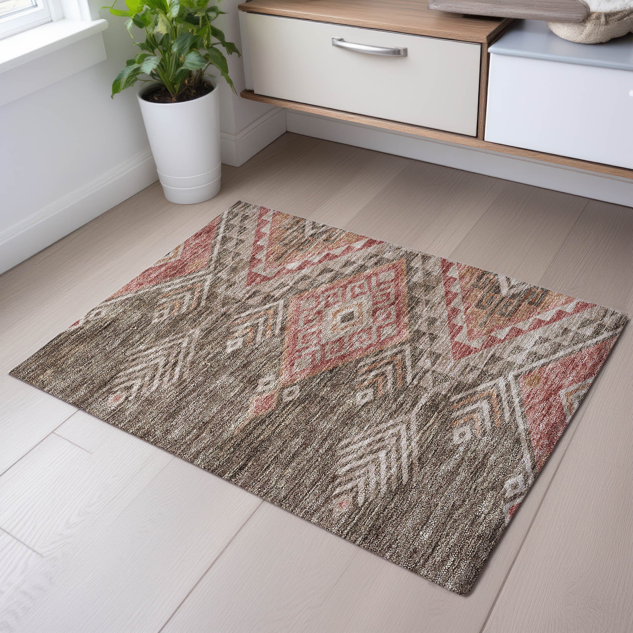 Sarajevo Machine Washable Transitional Brown Rug 1'8" x 2'6" #shape_Rectangle