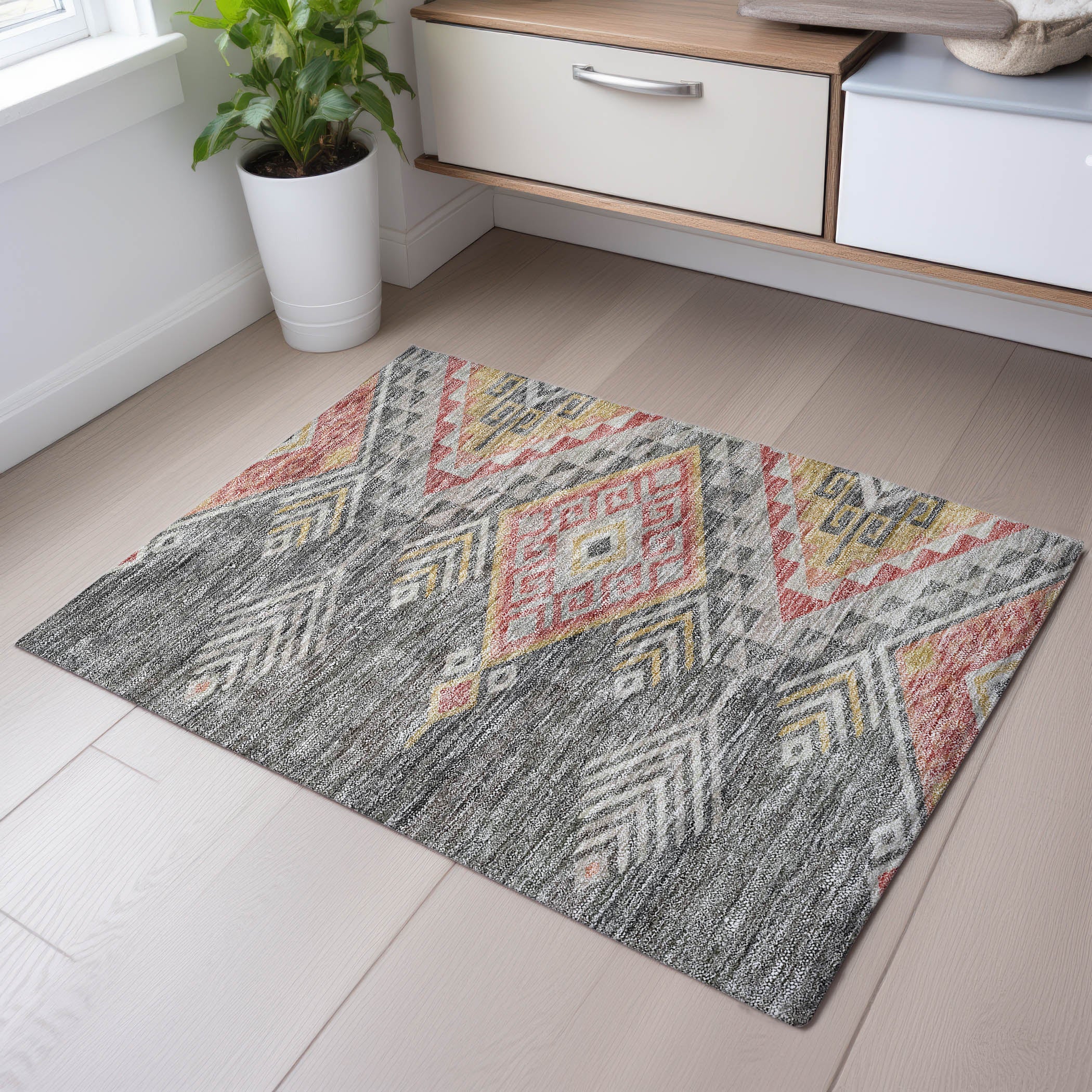 Sarajevo Machine Washable Transitional Gray Rug 1'8" x 2'6" #shape_Rectangle