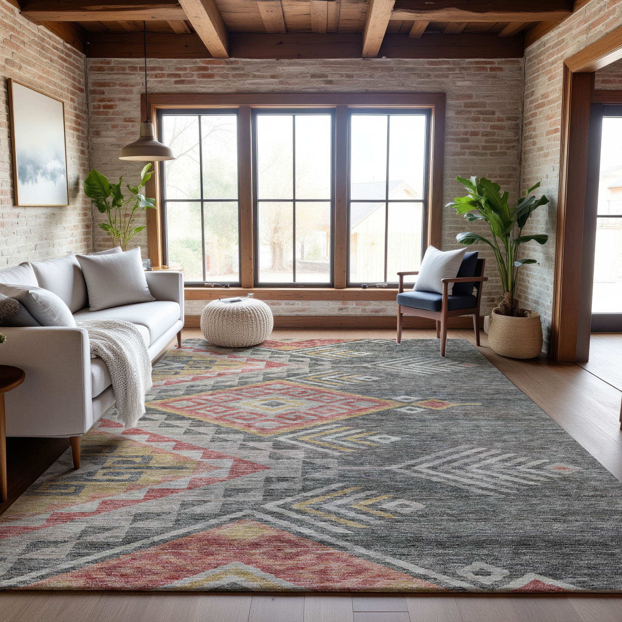 Sarajevo Machine Washable Transitional Gray Rug 2'6" x 3'10" #shape_Rectangle