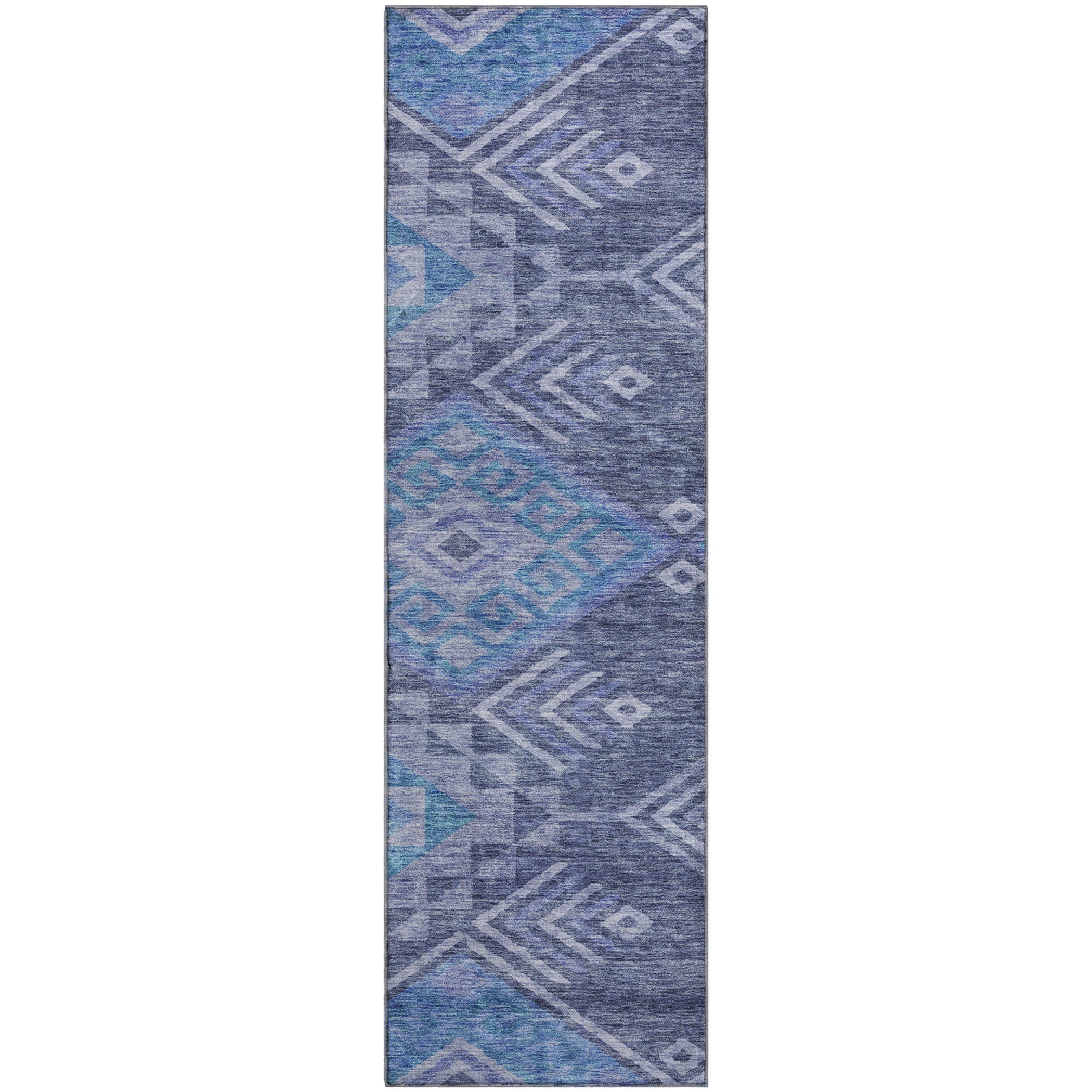 Sarajevo Machine Washable Transitional Navy Blue Rug 2'3" x 7'6" #shape_Runner