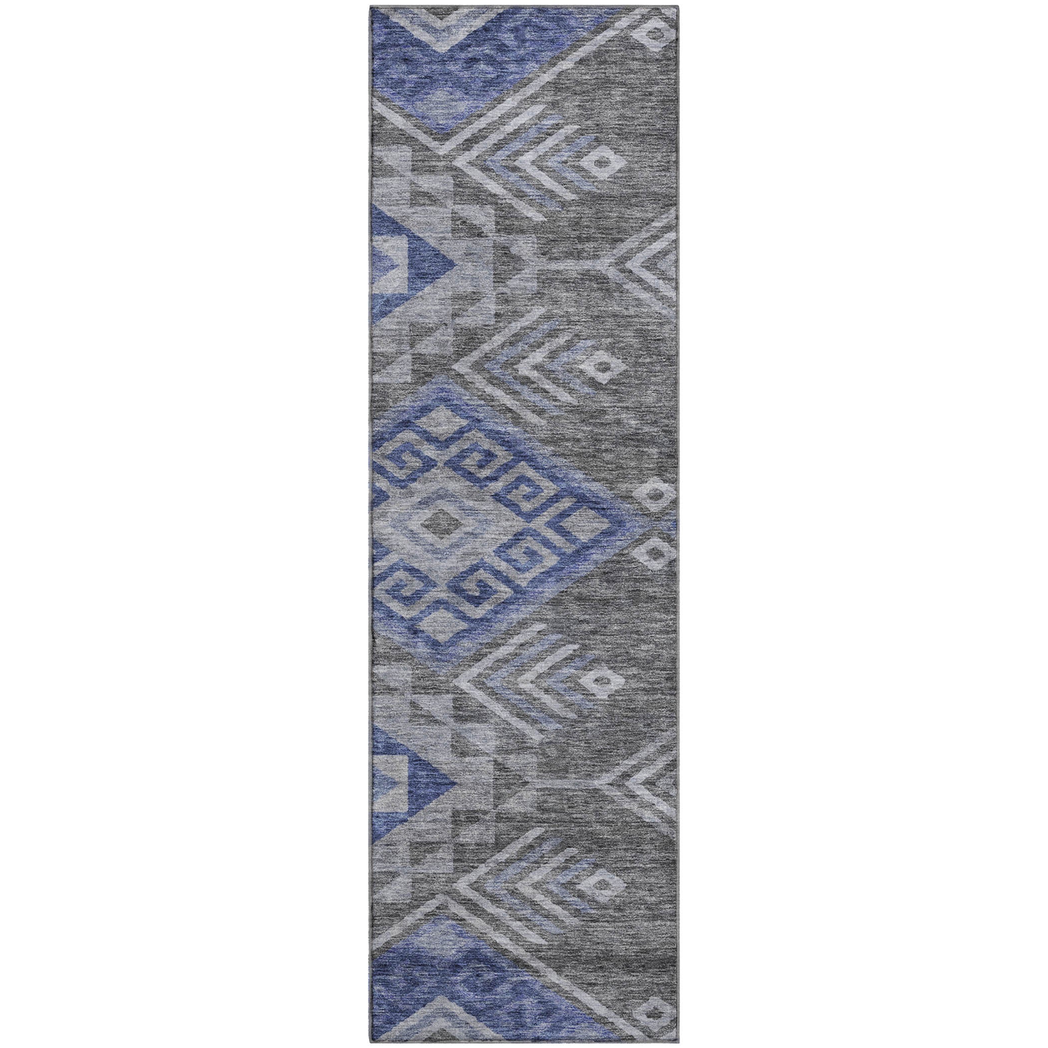 Sarajevo Machine Washable Transitional Pewter Gray Rug 2'3" x 7'6" #shape_Runner