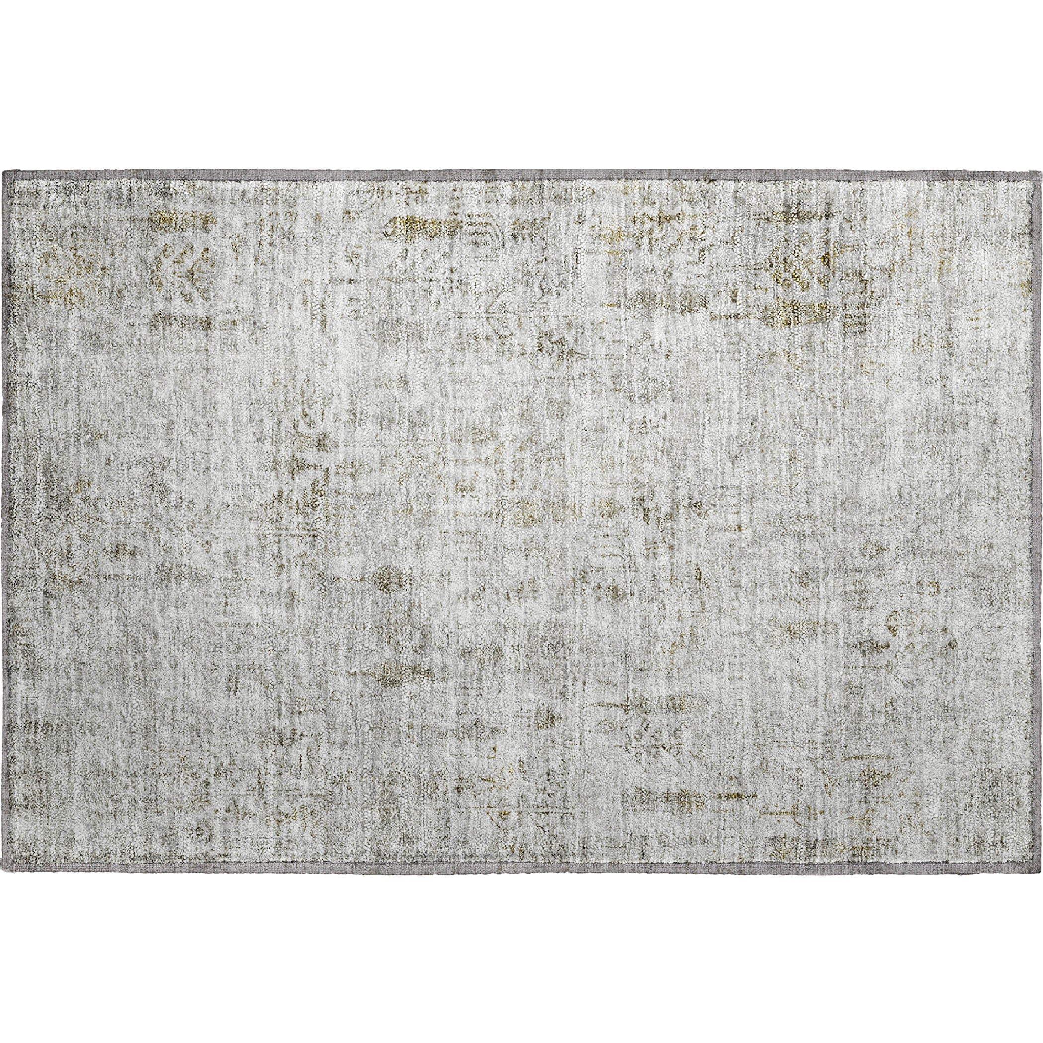 Kathmandu Machine Washable Transitional Silver Gray Rug 1'8" x 2'6" #shape_Rectangle