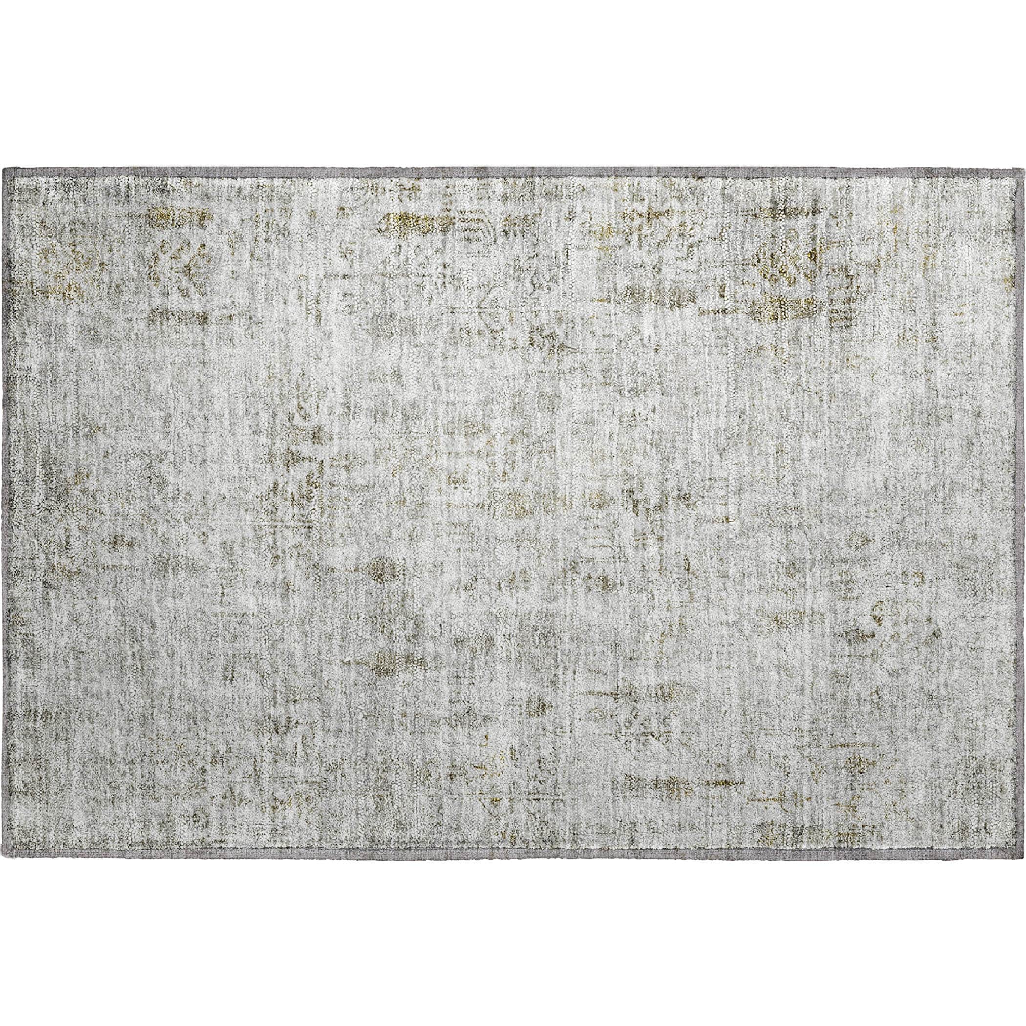 Kathmandu Machine Washable Transitional Silver Gray Rug 1'8" x 2'6" #shape_Rectangle