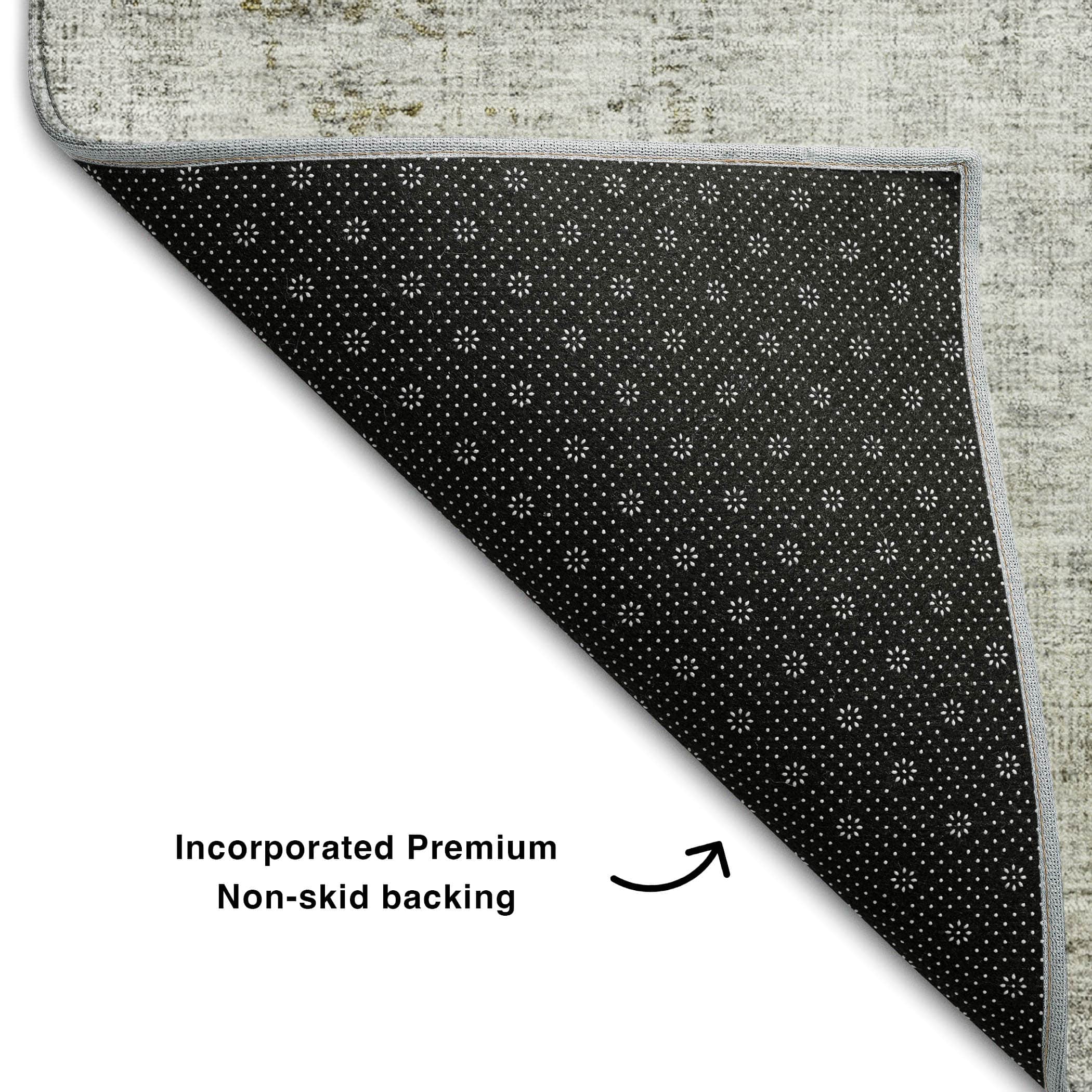 Kathmandu Machine Washable Transitional Silver Gray Rug 1'8" x 2'6" #shape_Rectangle