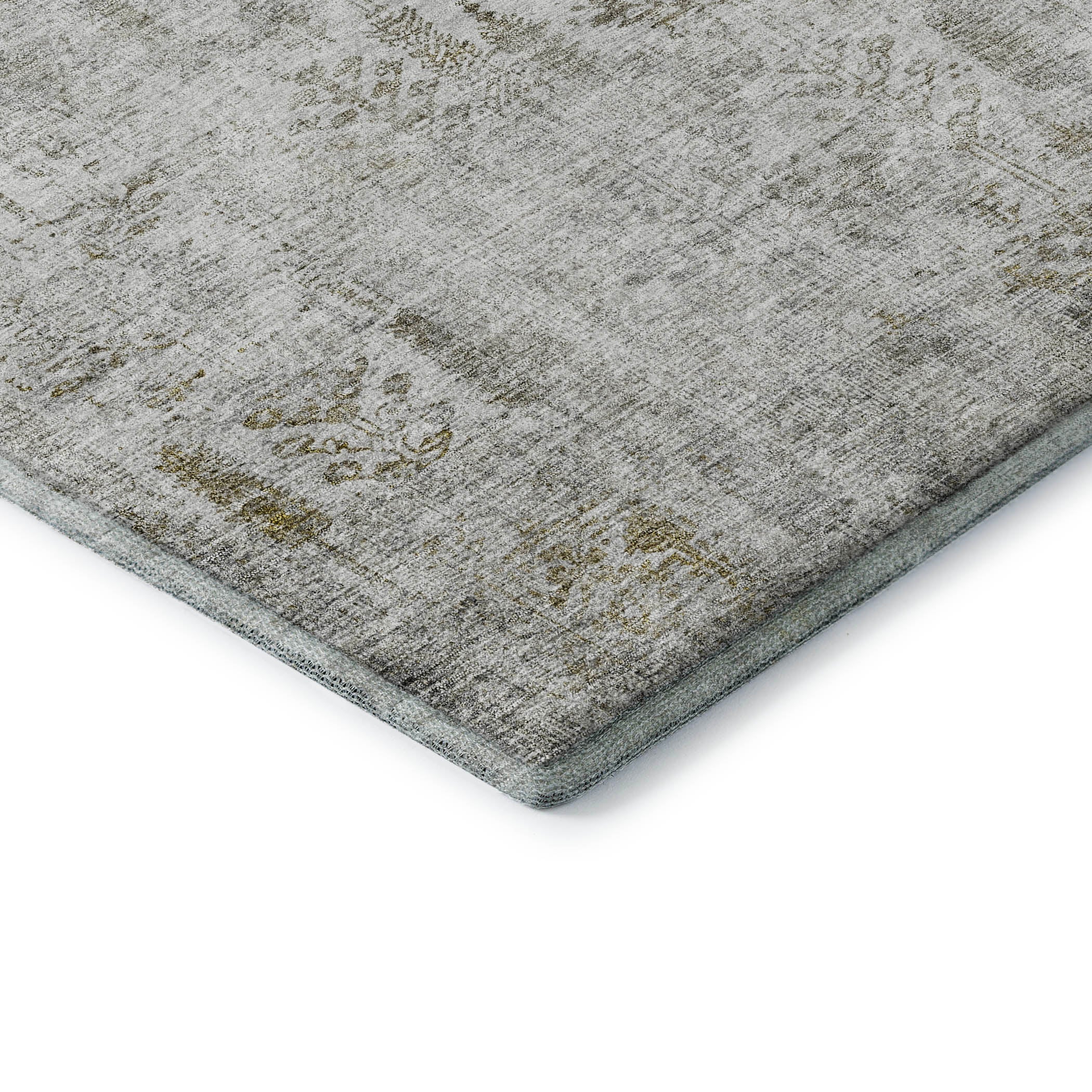 Kathmandu Machine Washable Transitional Silver Gray Rug 1'8" x 2'6" #shape_Rectangle