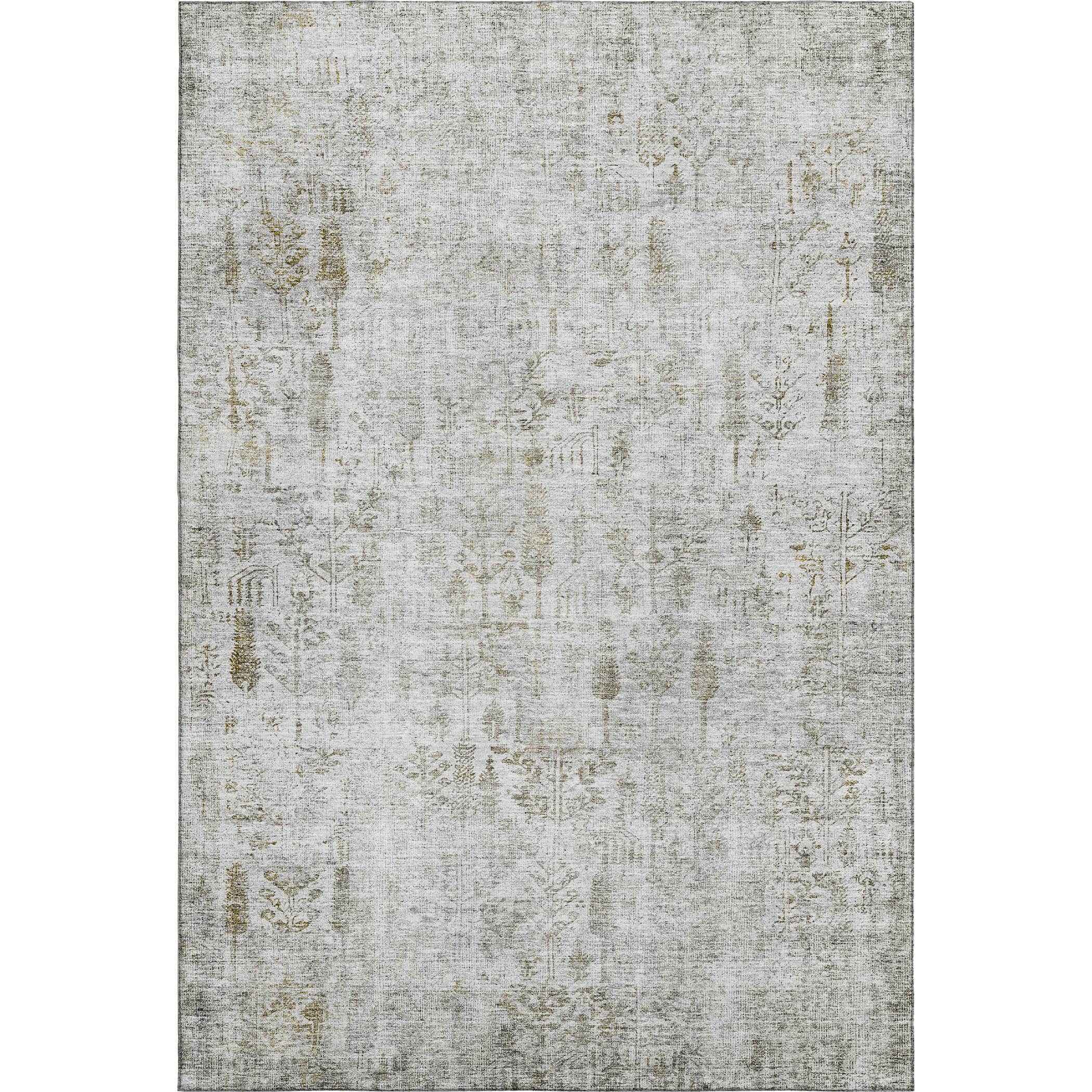 Kathmandu Machine Washable Transitional Silver Gray Rug 2'6" x 3'10" #shape_Rectangle