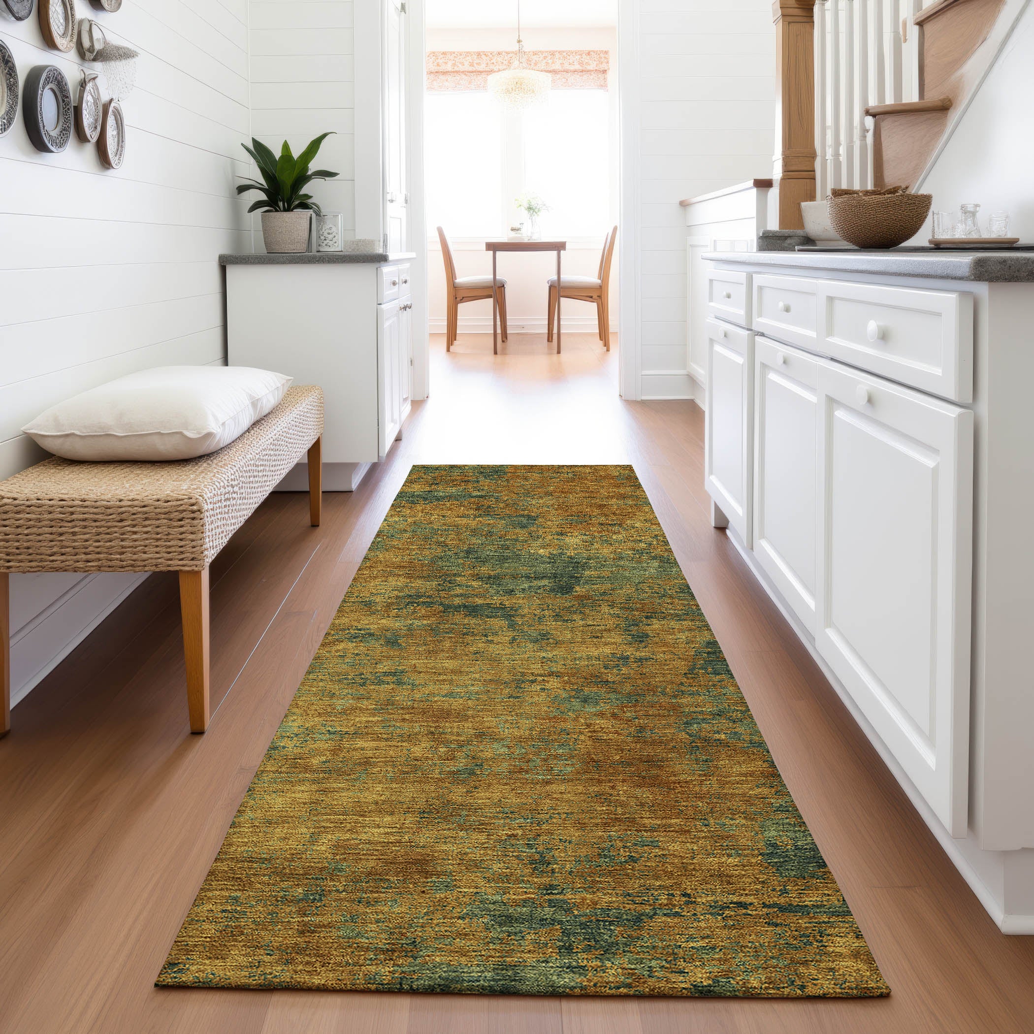 Reykjavik Machine Washable Transitional Copper Orange Rug 2'3" x 7'6" #shape_Runner