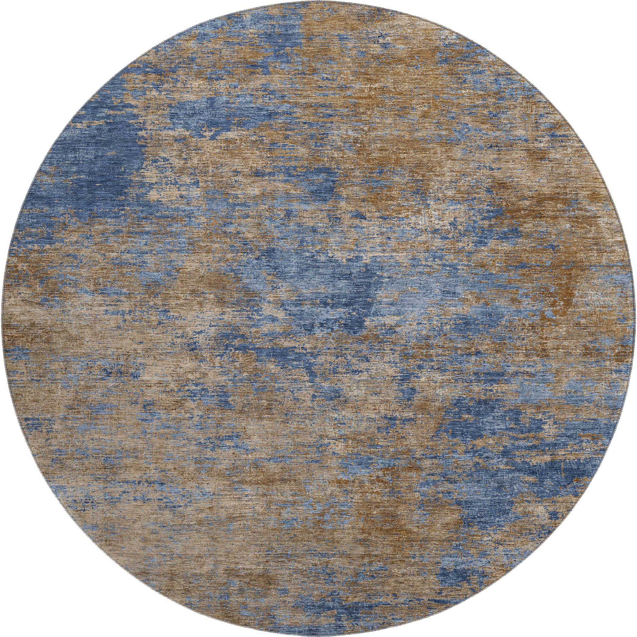 Reykjavik Machine Washable Transitional Navy Blue Rug 8' x 8' #shape_Round