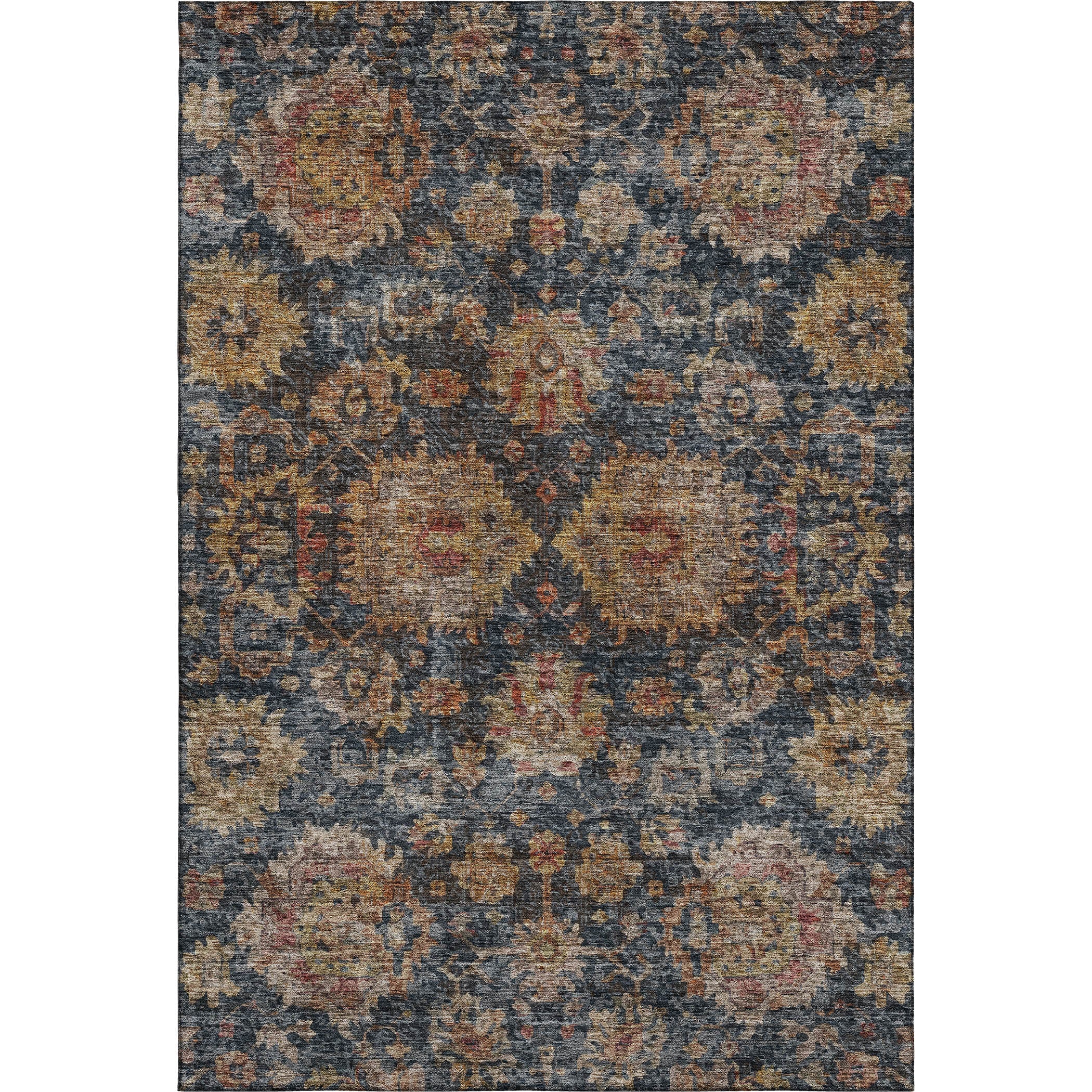Queenstown Machine Washable Traditional Navy Blue Rug 2'6" x 3'10" #shape_Rectangle