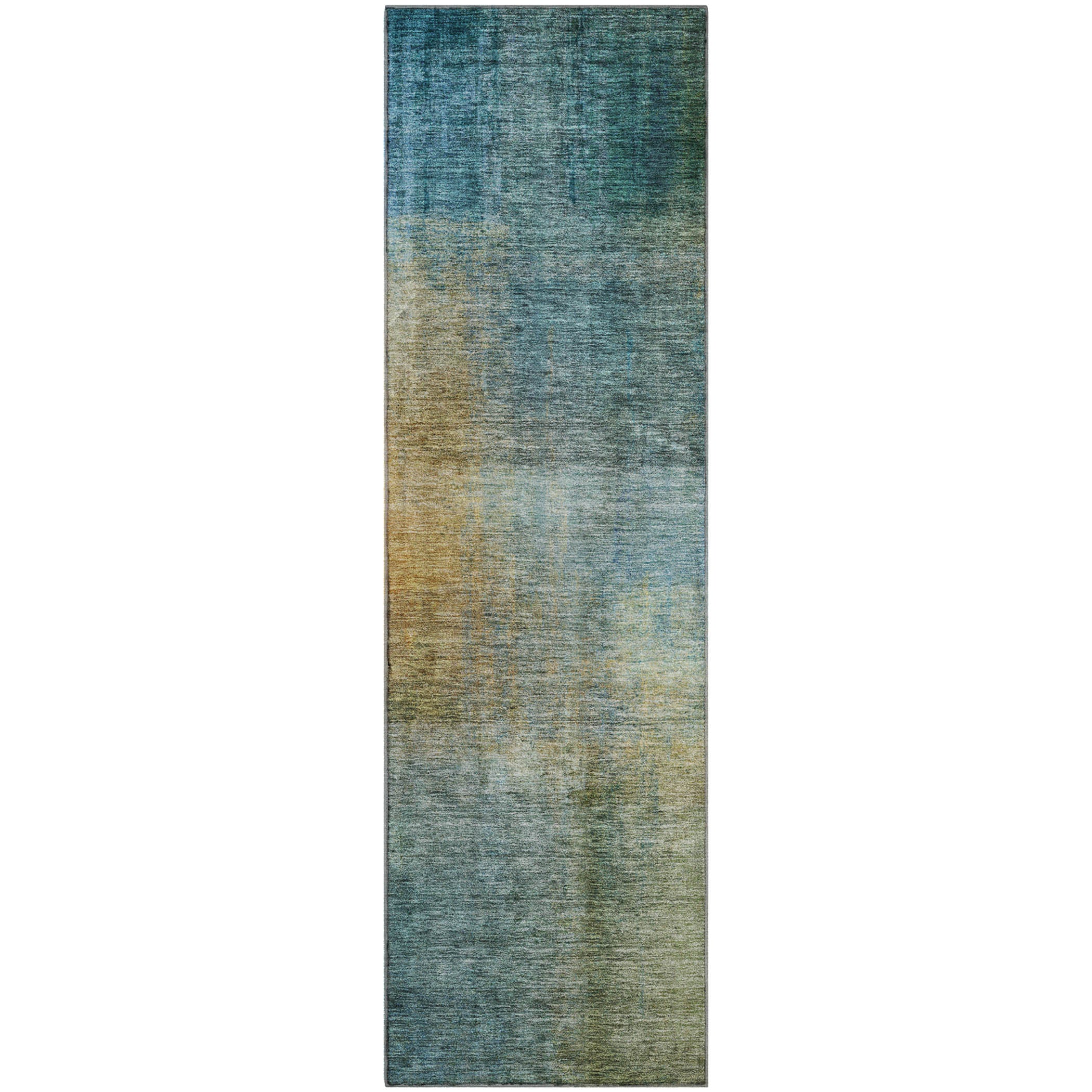 Oaxaca Machine Washable Transitional Blue Rug 2'3" x 7'6" #shape_Runner
