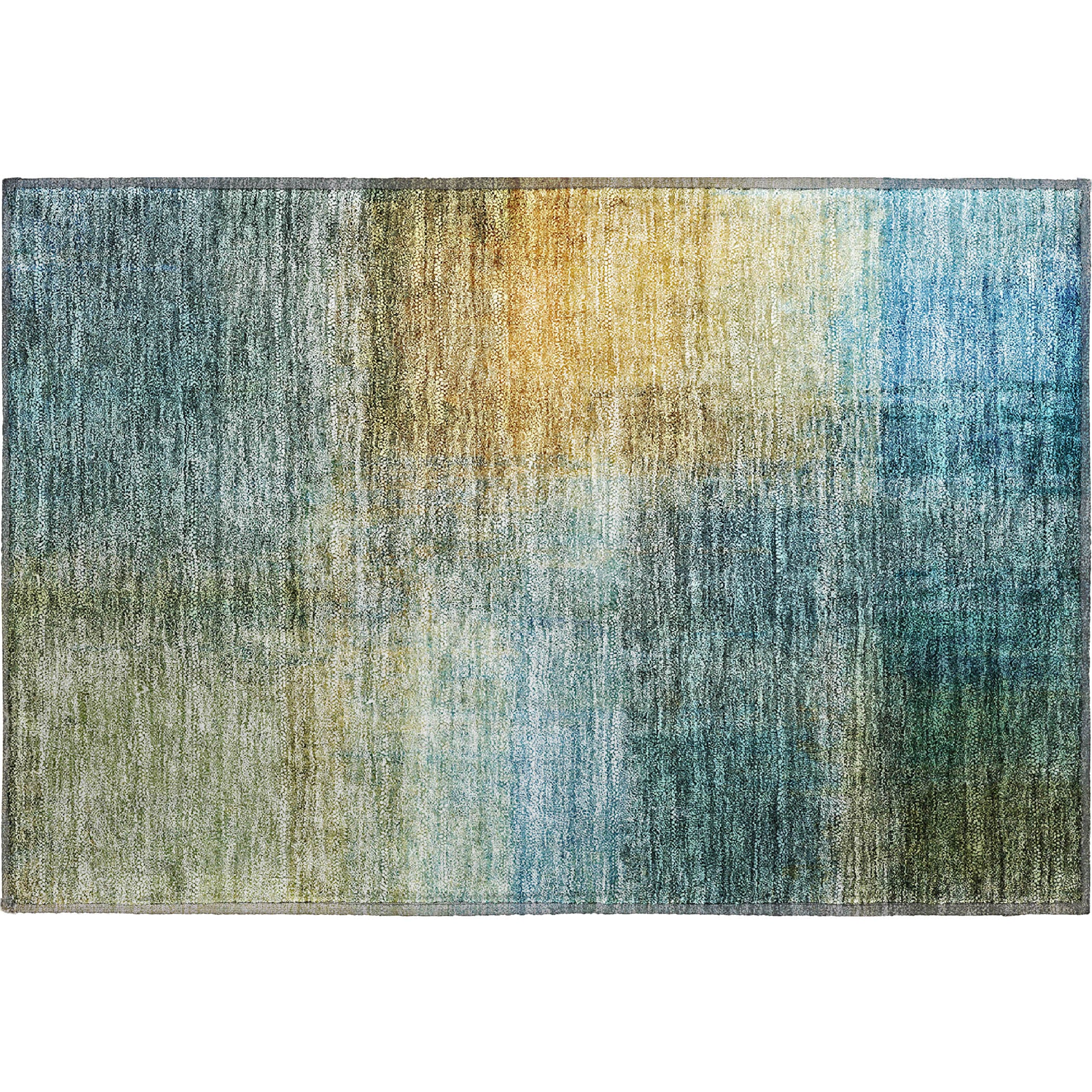 Oaxaca Machine Washable Transitional Blue Rug 1'8" x 2'6" #shape_Rectangle