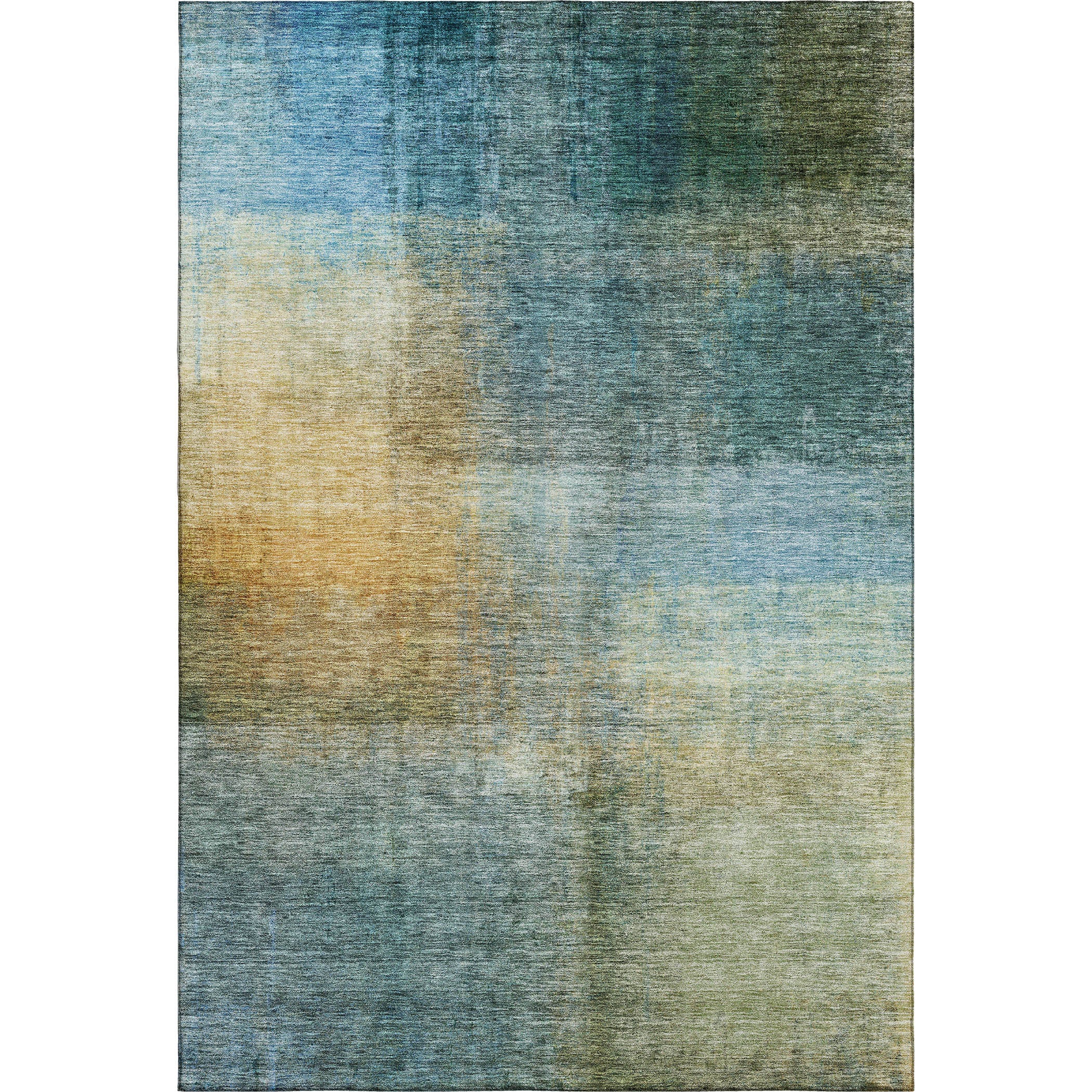Oaxaca Machine Washable Transitional Blue Rug 2'6" x 3'10" #shape_Rectangle