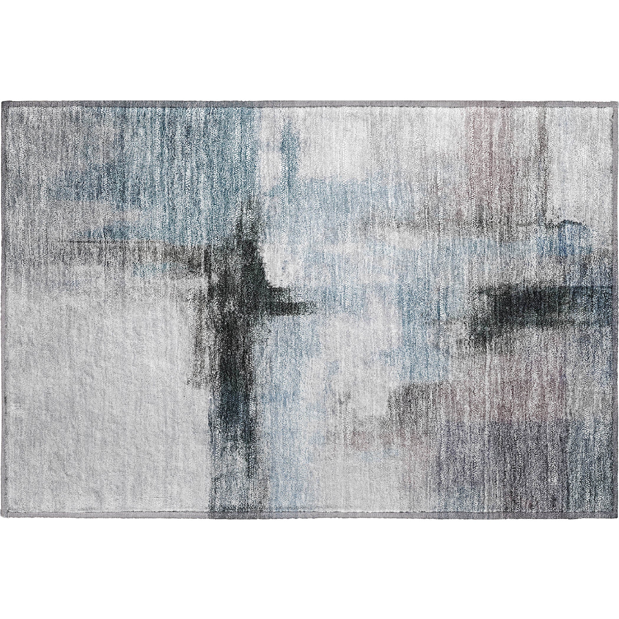 Lisbon Machine Washable Transitional Blue Rug 1'8" x 2'6" #shape_Rectangle