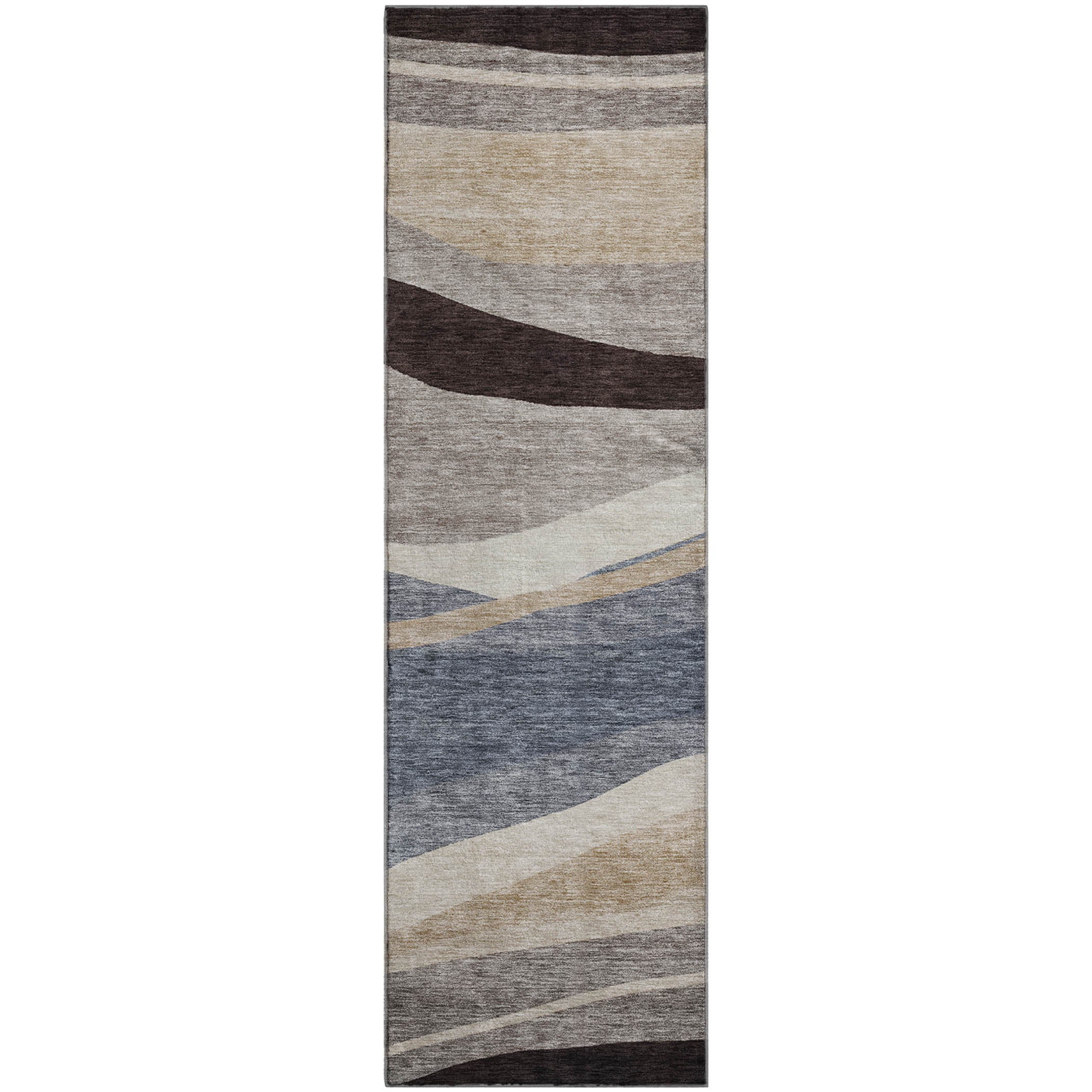 Split Machine Washable Transitional Blue Rug 2'3" x 7'6" #shape_Runner
