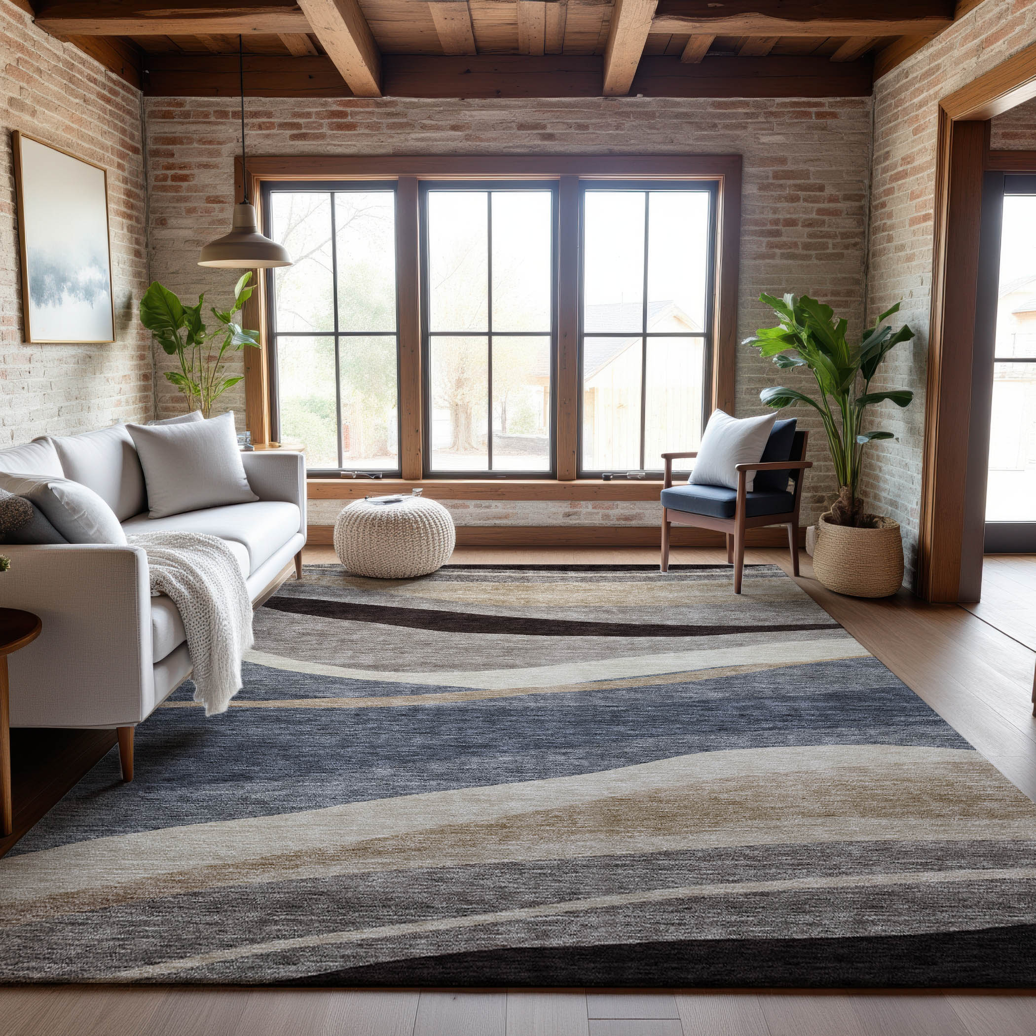 Split Machine Washable Transitional Blue Rug 2'6" x 3'10" #shape_Rectangle
