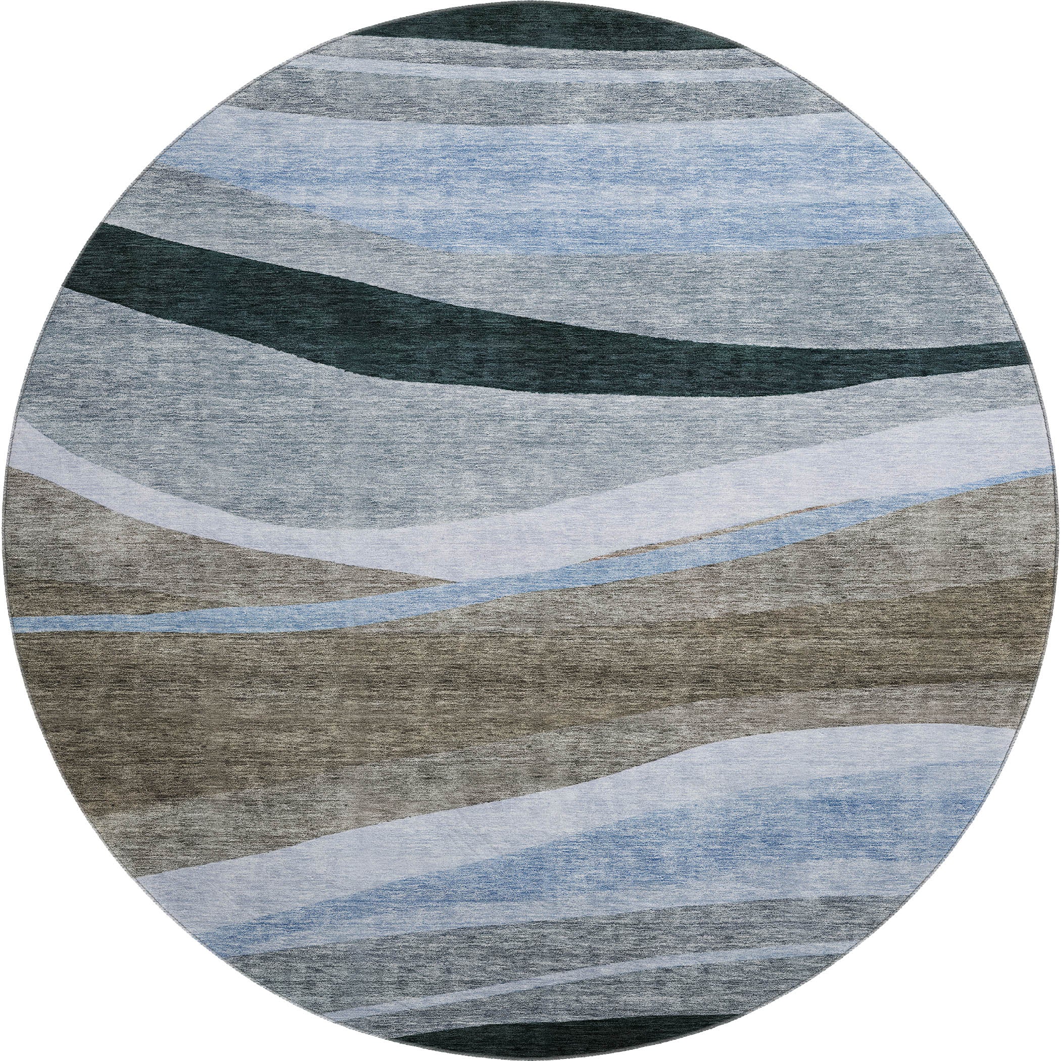 Split Machine Washable Transitional Brown Rug 8' x 8' #shape_Round