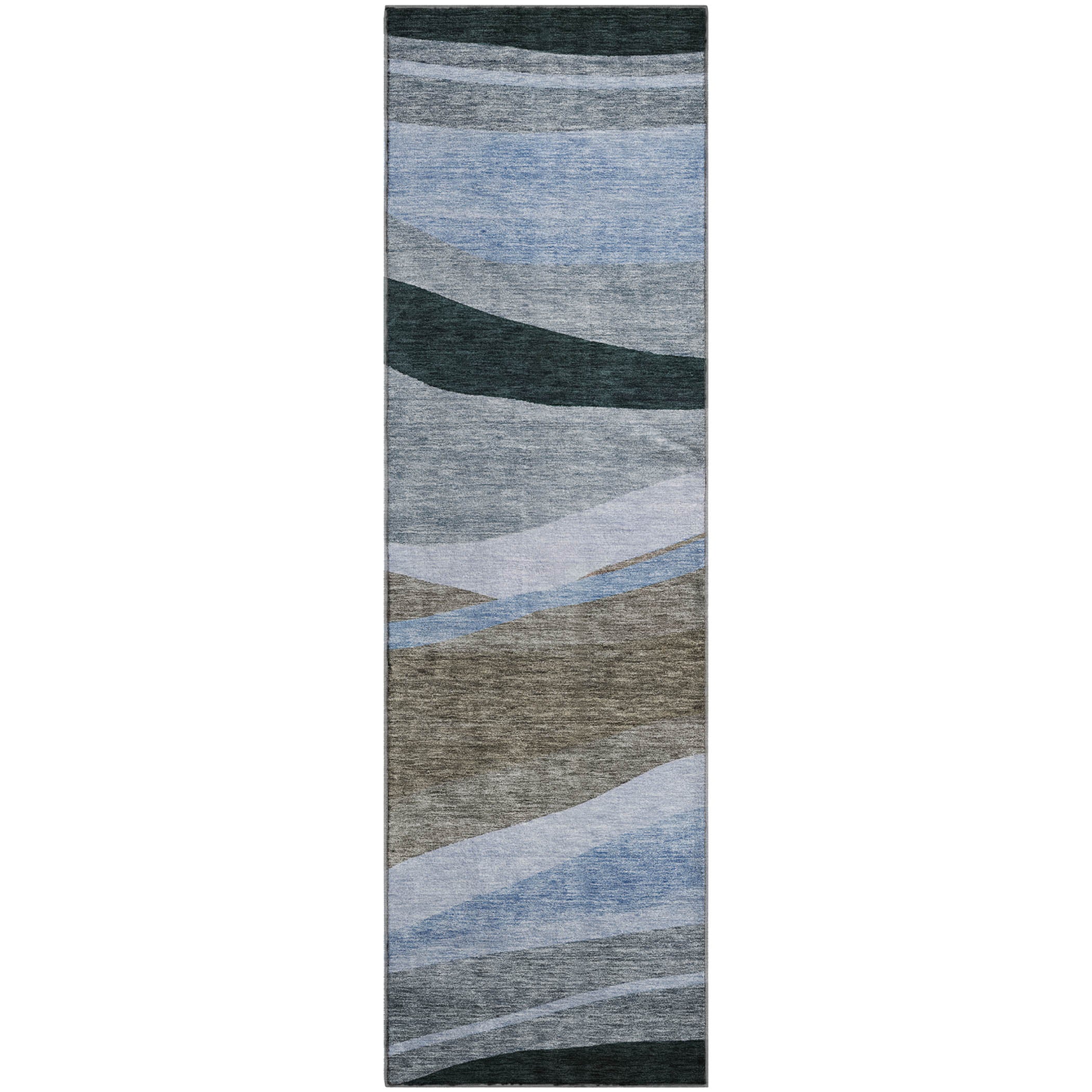 Split Machine Washable Transitional Brown Rug 2'3" x 7'6" #shape_Runner