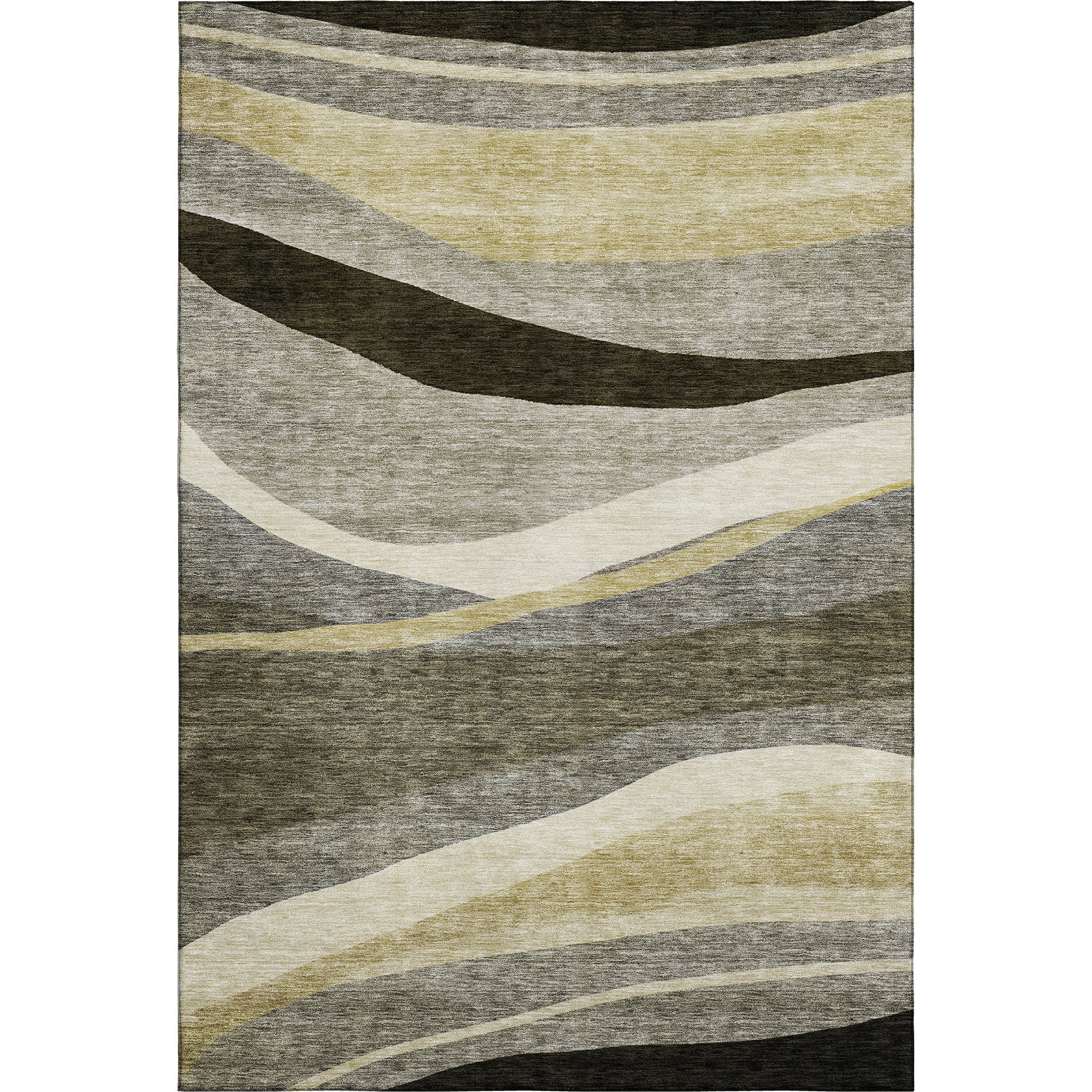 Split Machine Washable Transitional Taupe Brown Rug 2'6" x 3'10" #shape_Rectangle