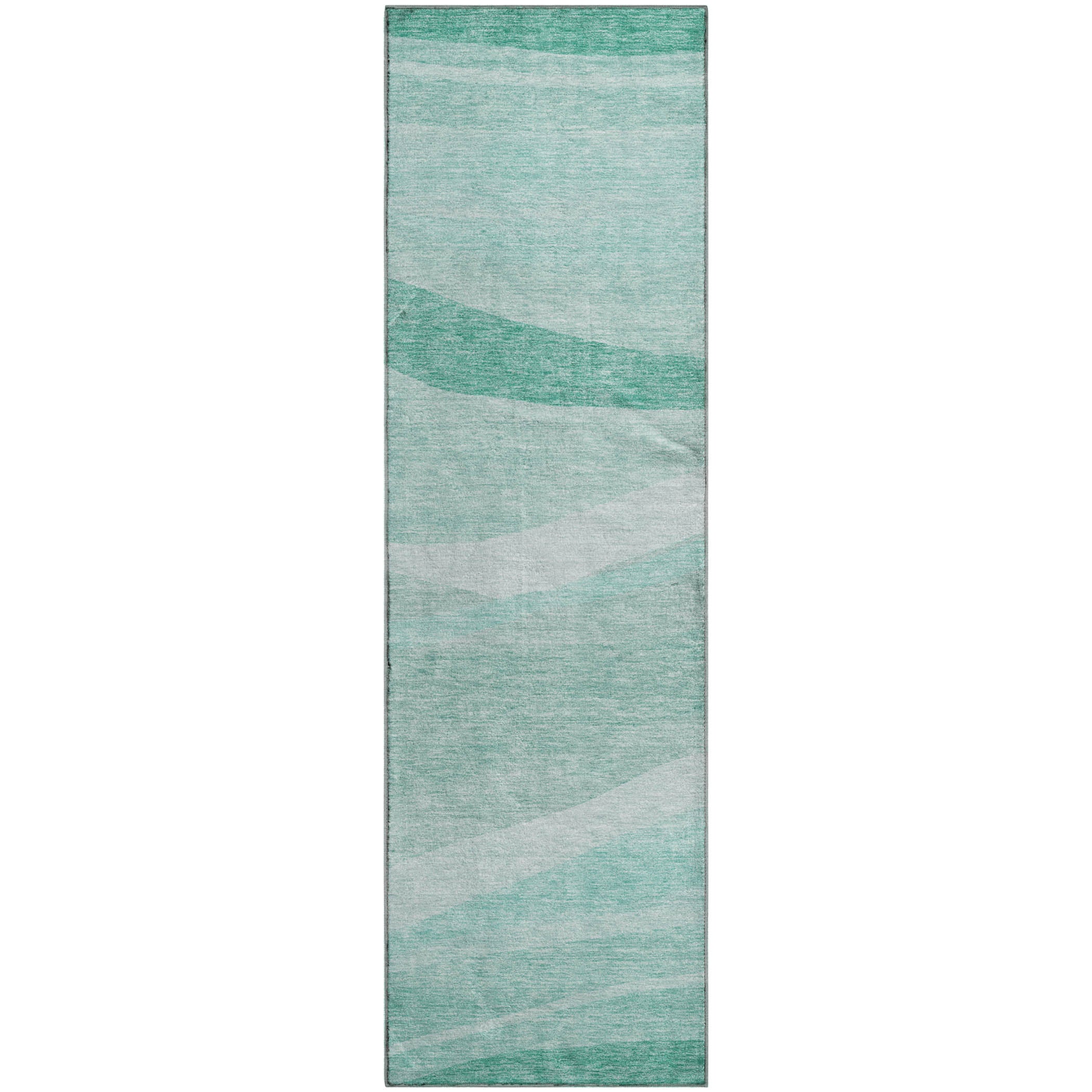 Antigua Machine Washable Transitional Aqua Teal Rug 2'3" x 7'6" #shape_Runner