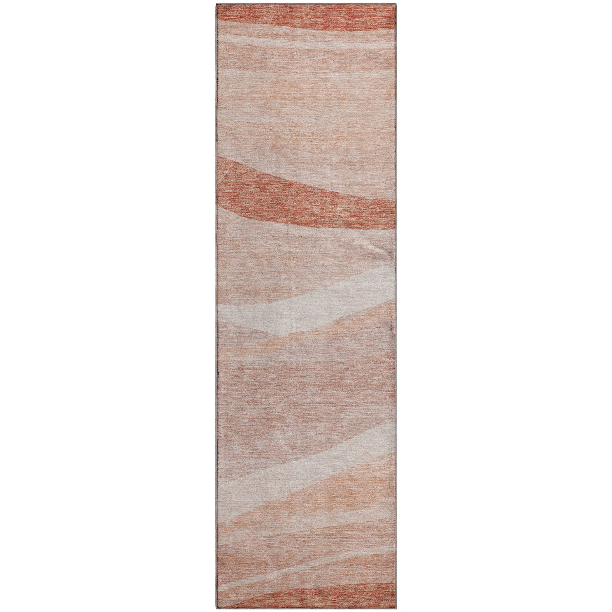 Antigua Machine Washable Transitional Salmon Orange Rug 2'3" x 7'6" #shape_Runner