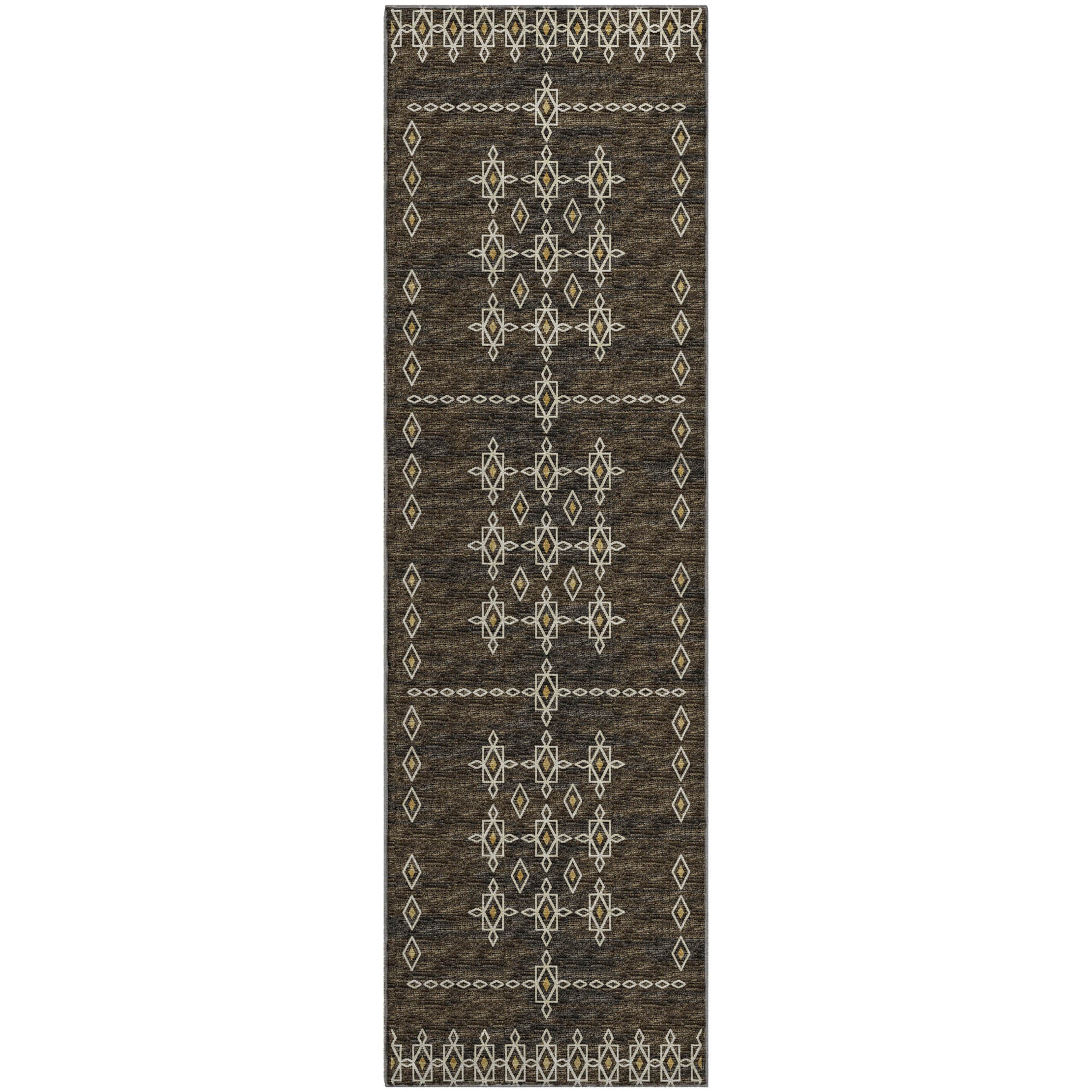 Bergen Machine Washable Transitional Brown Rug 2'3" x 7'6" #shape_Runner