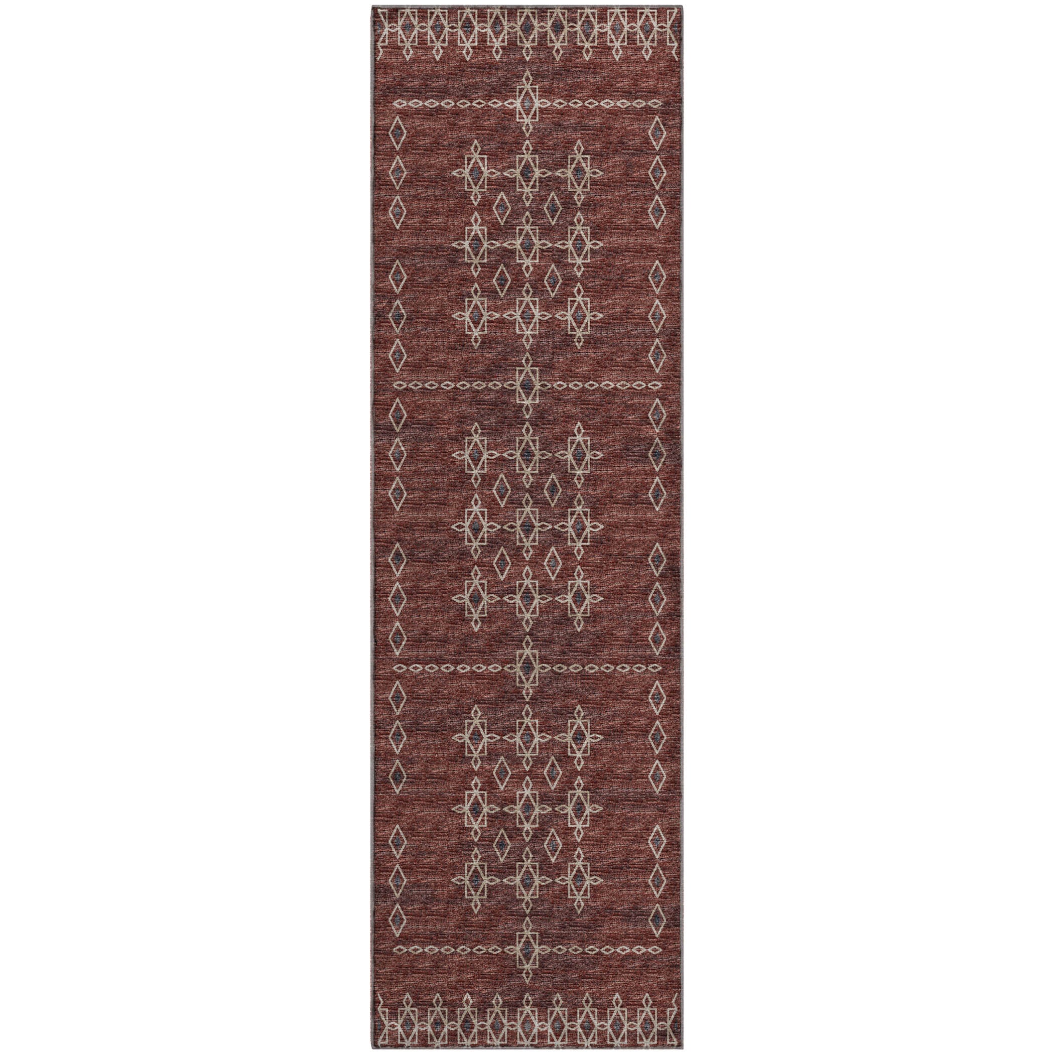 Bergen Machine Washable Transitional Canyon Red Rug 2'3" x 7'6" #shape_Runner