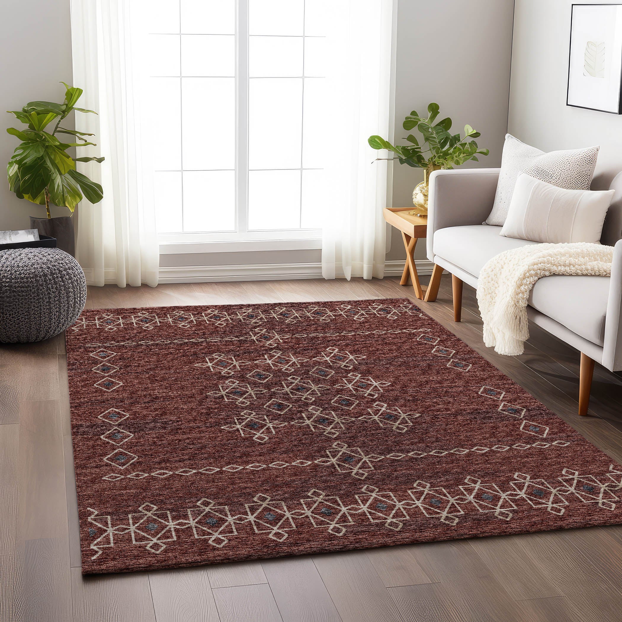 Bergen Machine Washable Transitional Canyon Red Rug 2'6" x 3'10" #shape_Rectangle