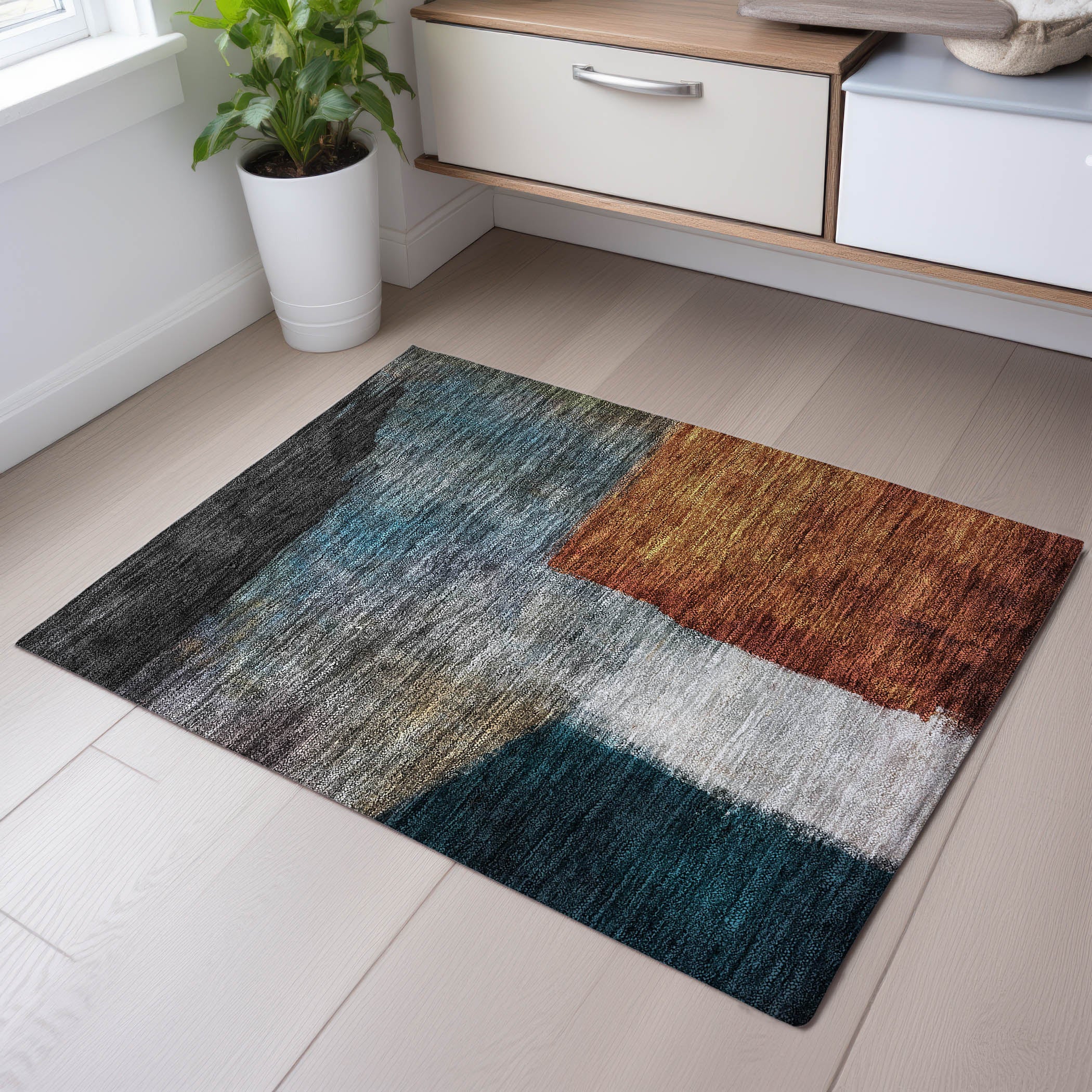 Siena Machine Washable Transitional Copper Orange Rug 1'8" x 2'6" #shape_Rectangle