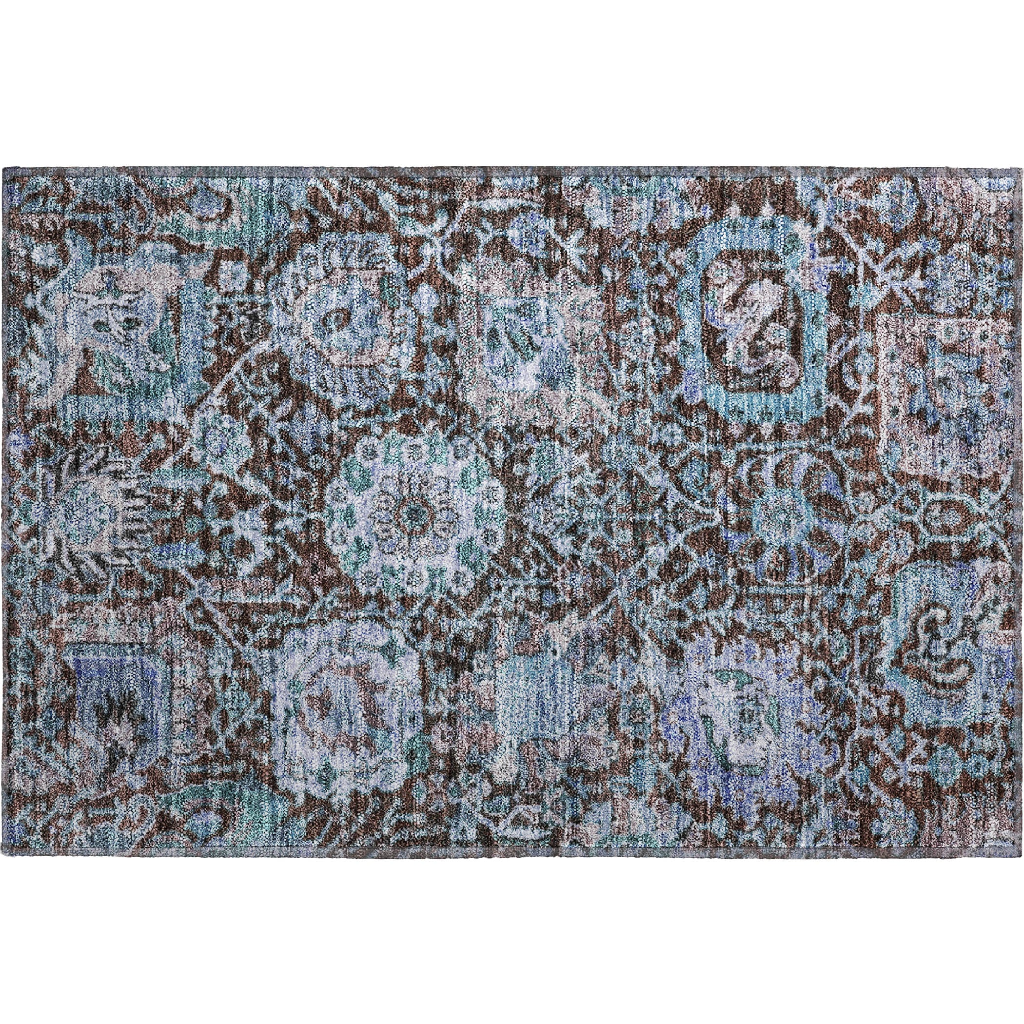 Salzburg Machine Washable Traditional Chocolate Brown Rug 1'8" x 2'6" #shape_Rectangle