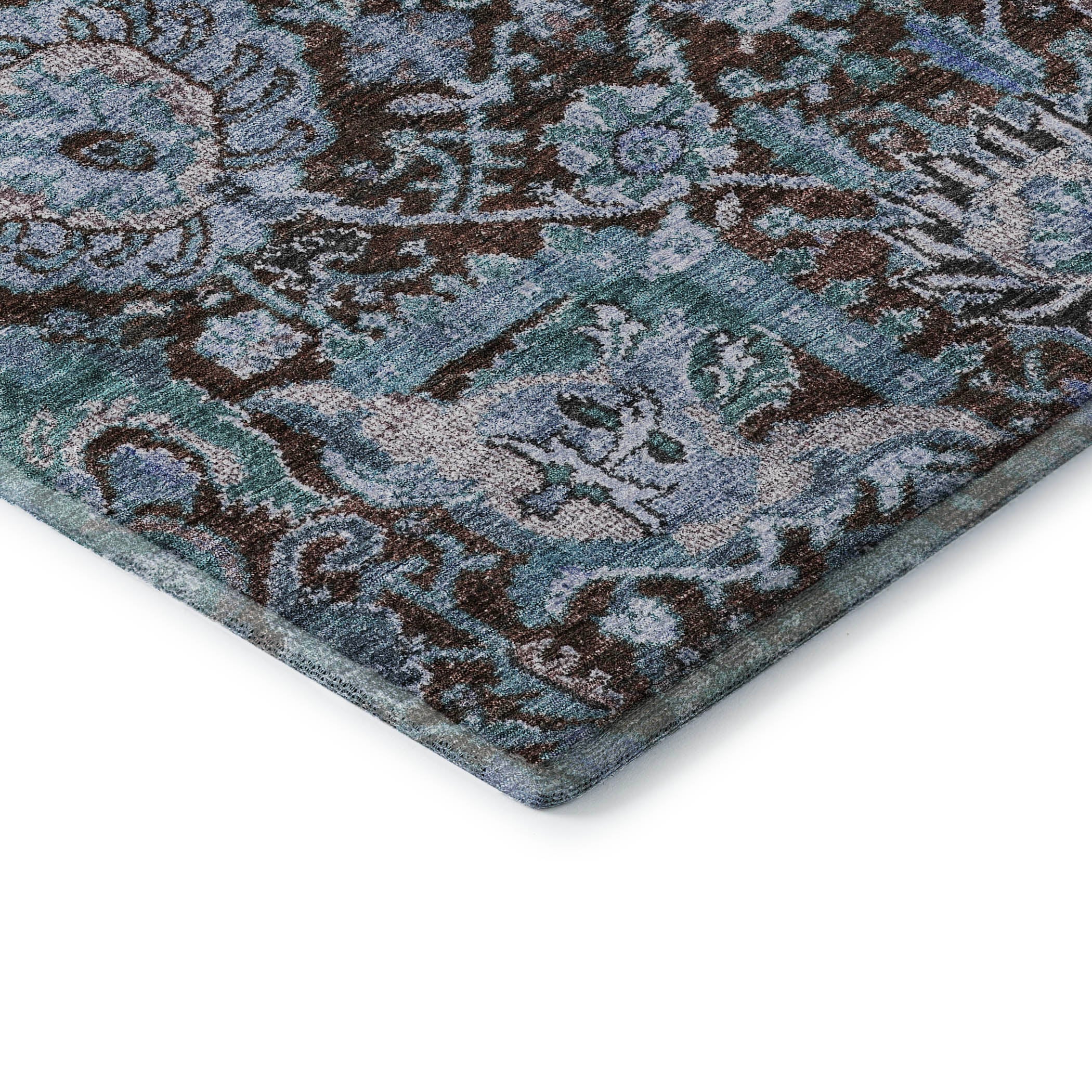 Salzburg Machine Washable Traditional Chocolate Brown Rug 1'8" x 2'6" #shape_Rectangle