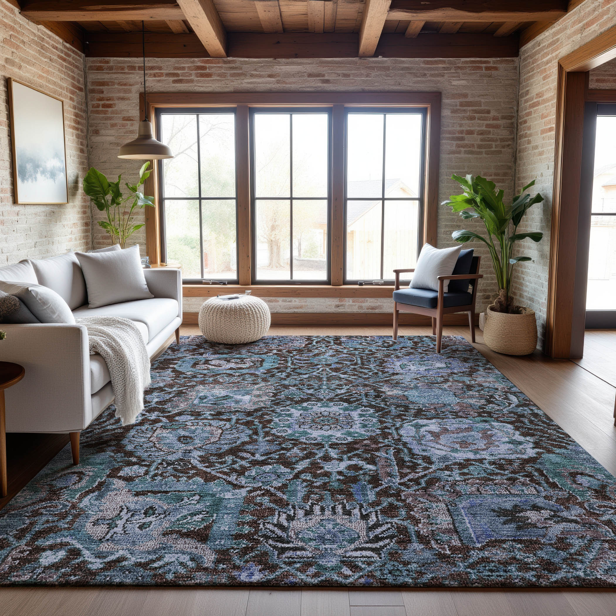 Salzburg Machine Washable Traditional Chocolate Brown Rug 2'6" x 3'10" #shape_Rectangle