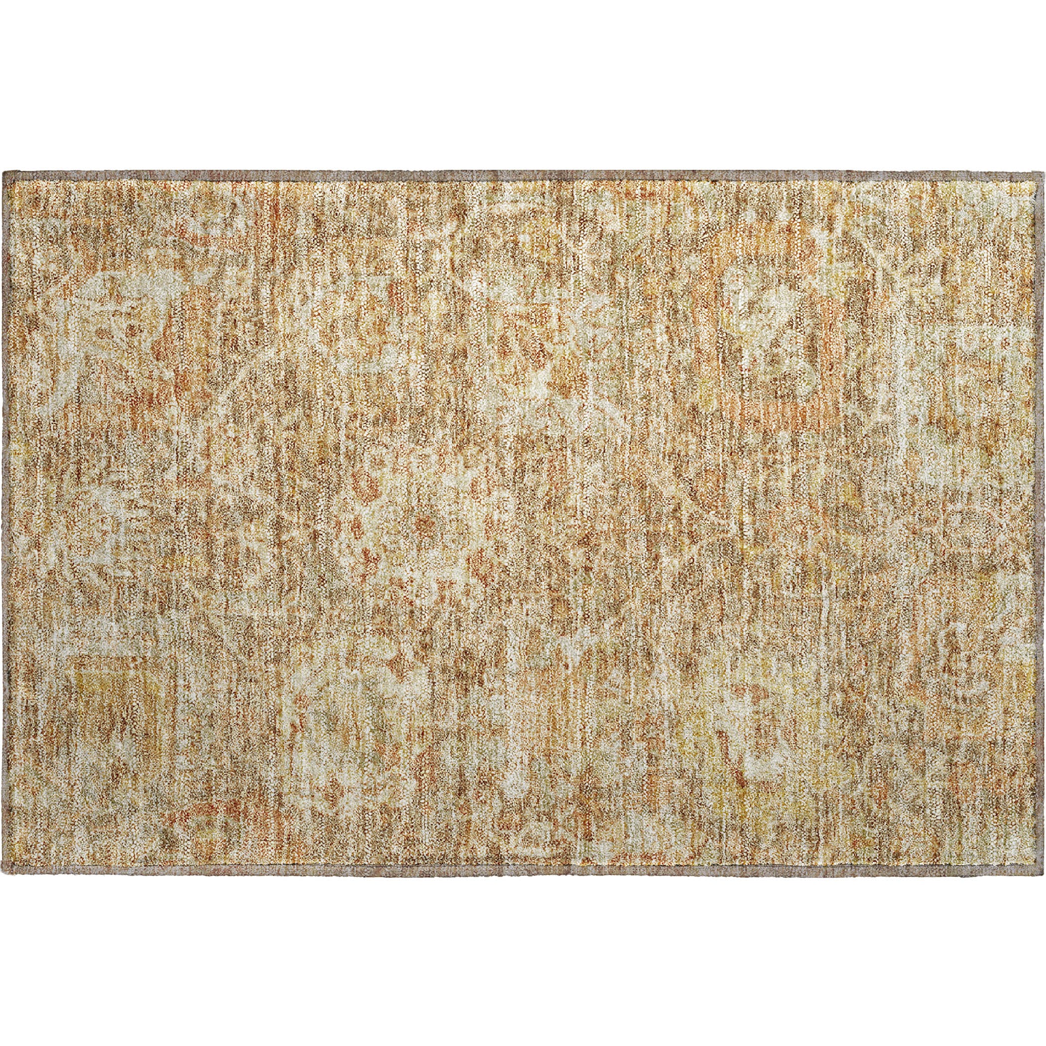 Salzburg Machine Washable Traditional Khaki Brown Rug 1'8" x 2'6" #shape_Rectangle