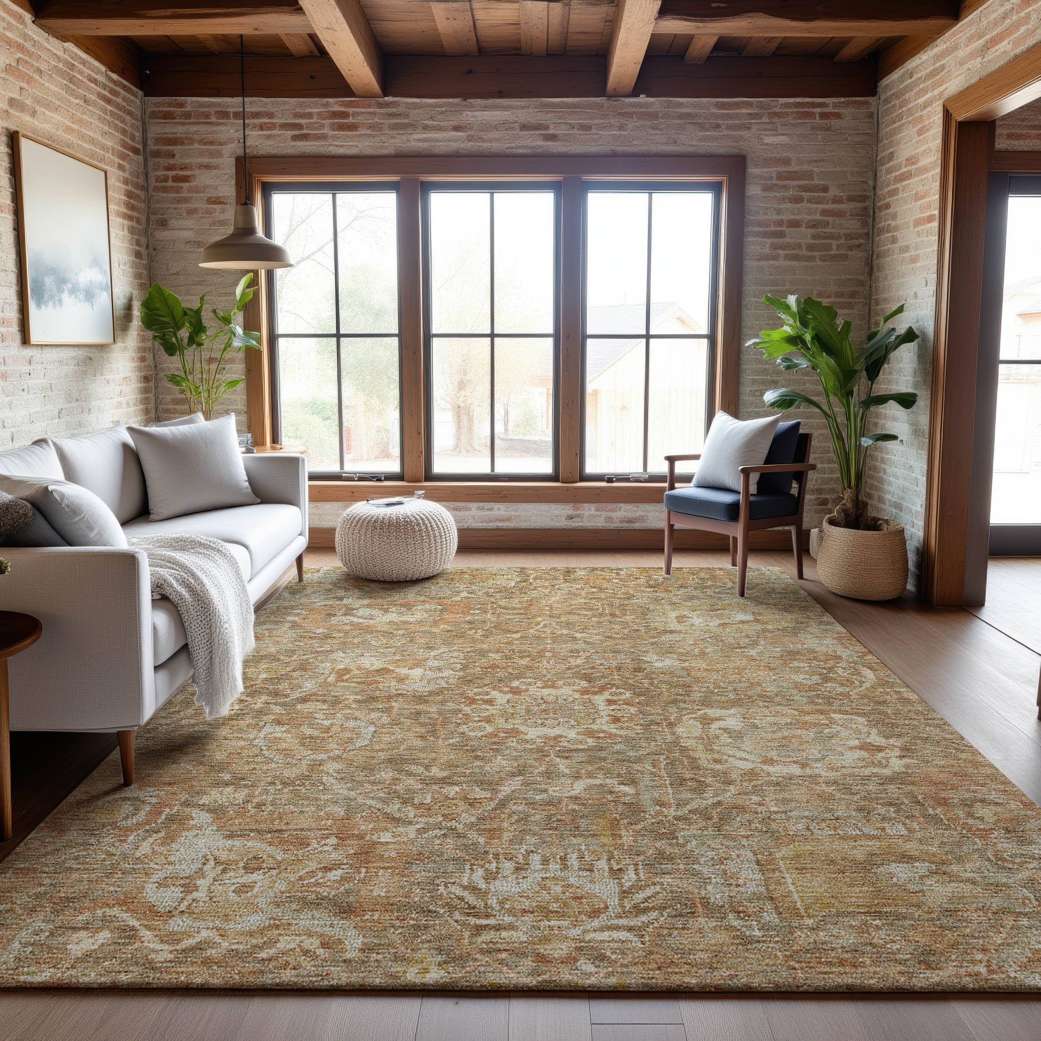 Salzburg Machine Washable Traditional Khaki Brown Rug 2'6" x 3'10" #shape_Rectangle