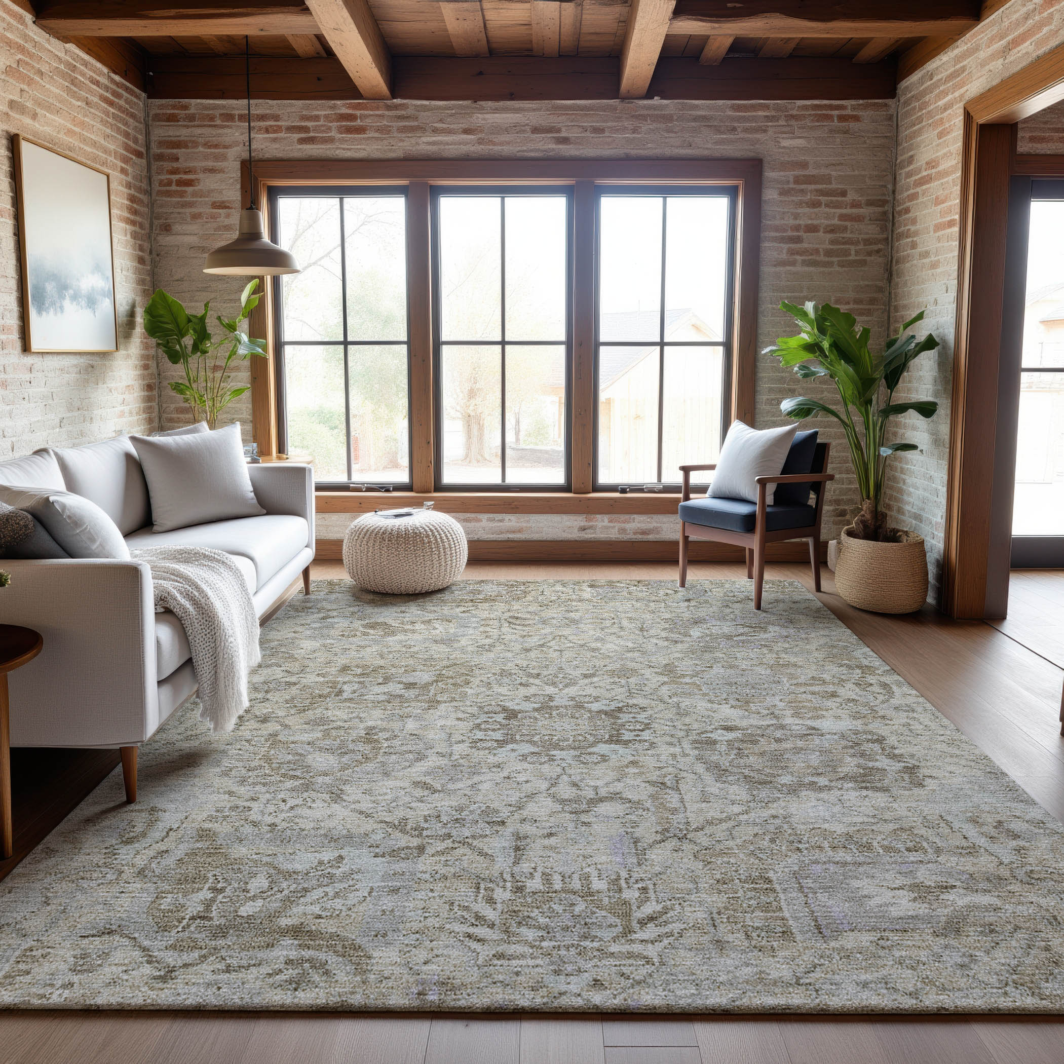 Colombo Machine Washable Traditional Ivory Rug 2'6" x 3'10" #shape_Rectangle