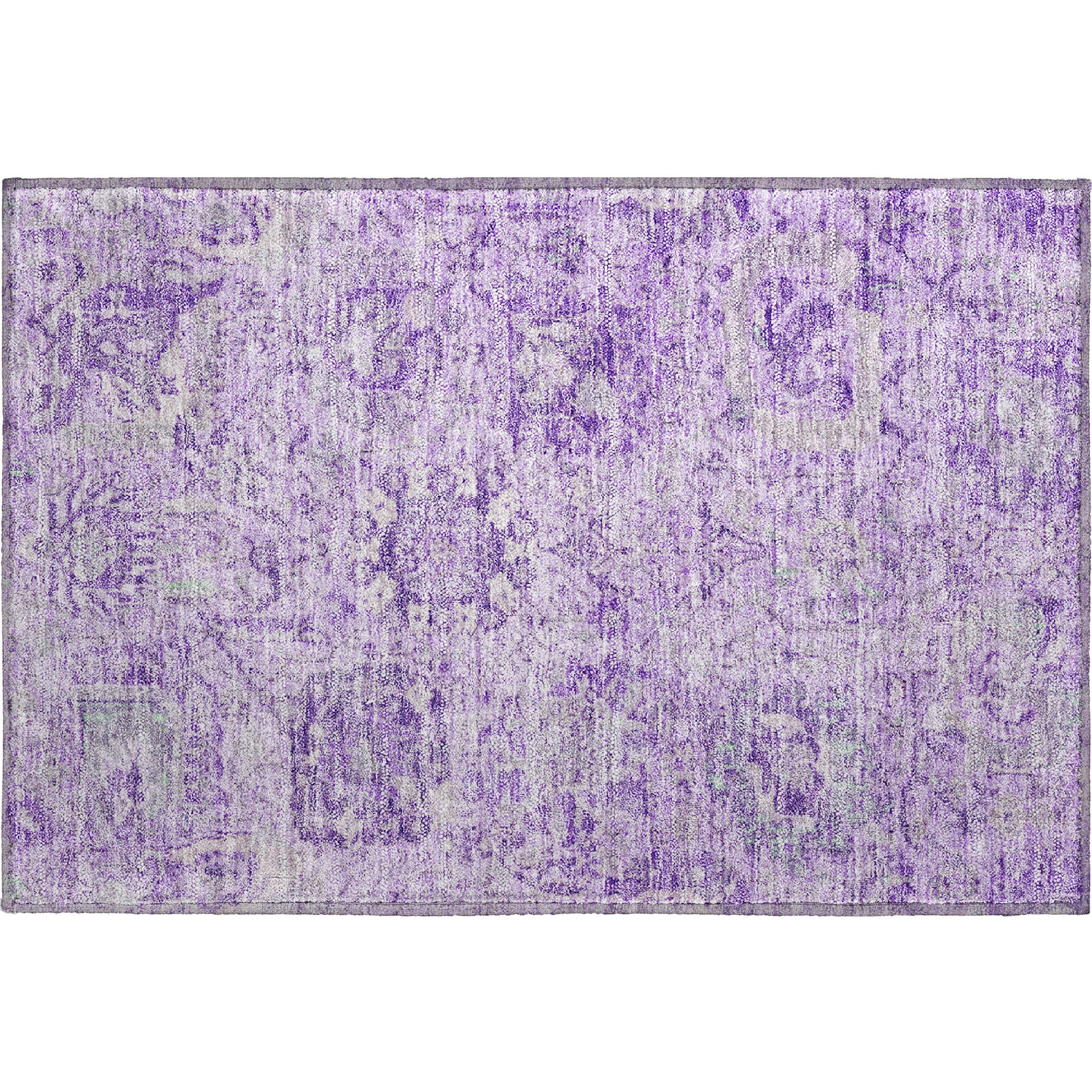 Colombo Machine Washable Traditional Lavender Purple Rug 1'8" x 2'6" #shape_Rectangle