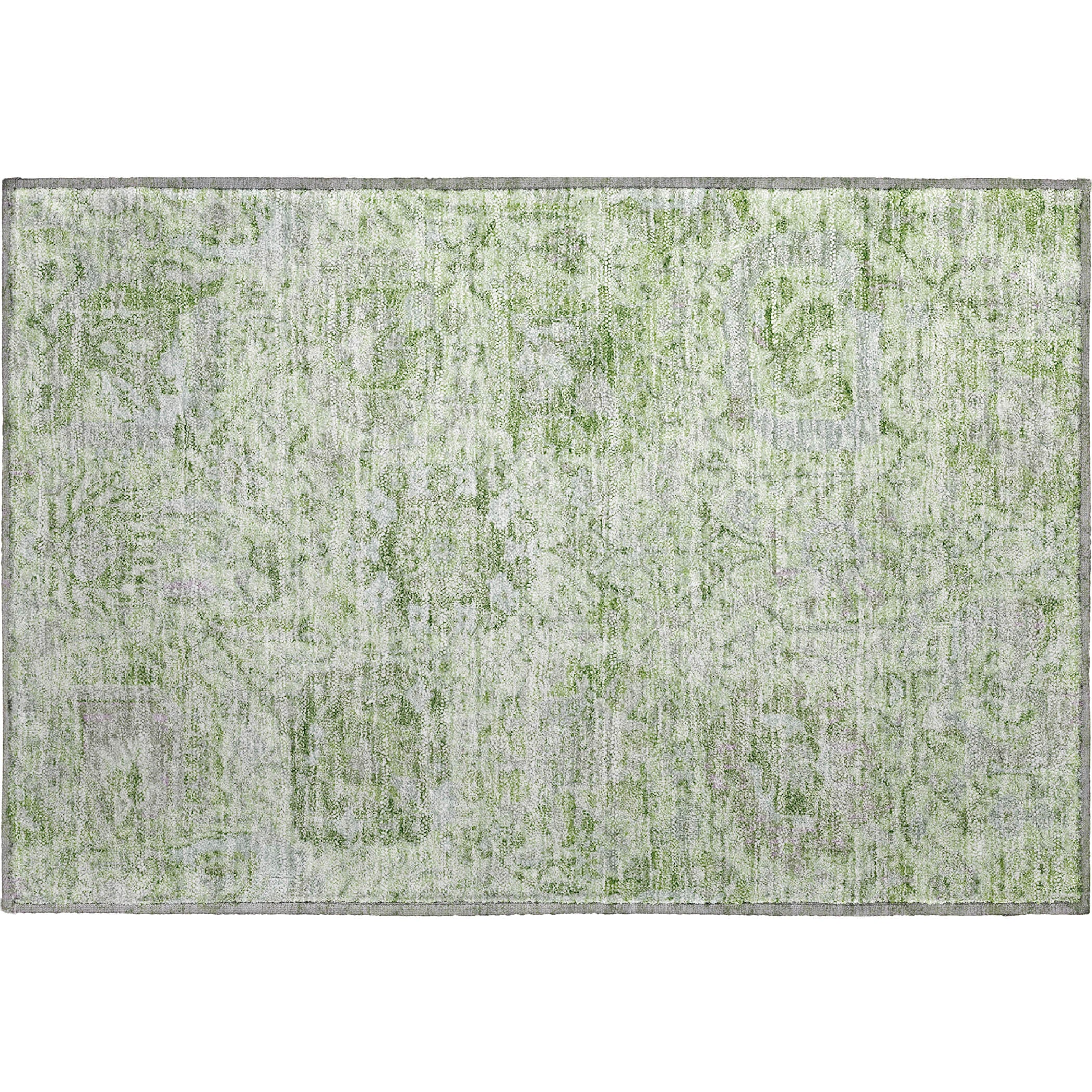 Colombo Machine Washable Traditional Mint Green Rug 1'8" x 2'6" #shape_Rectangle