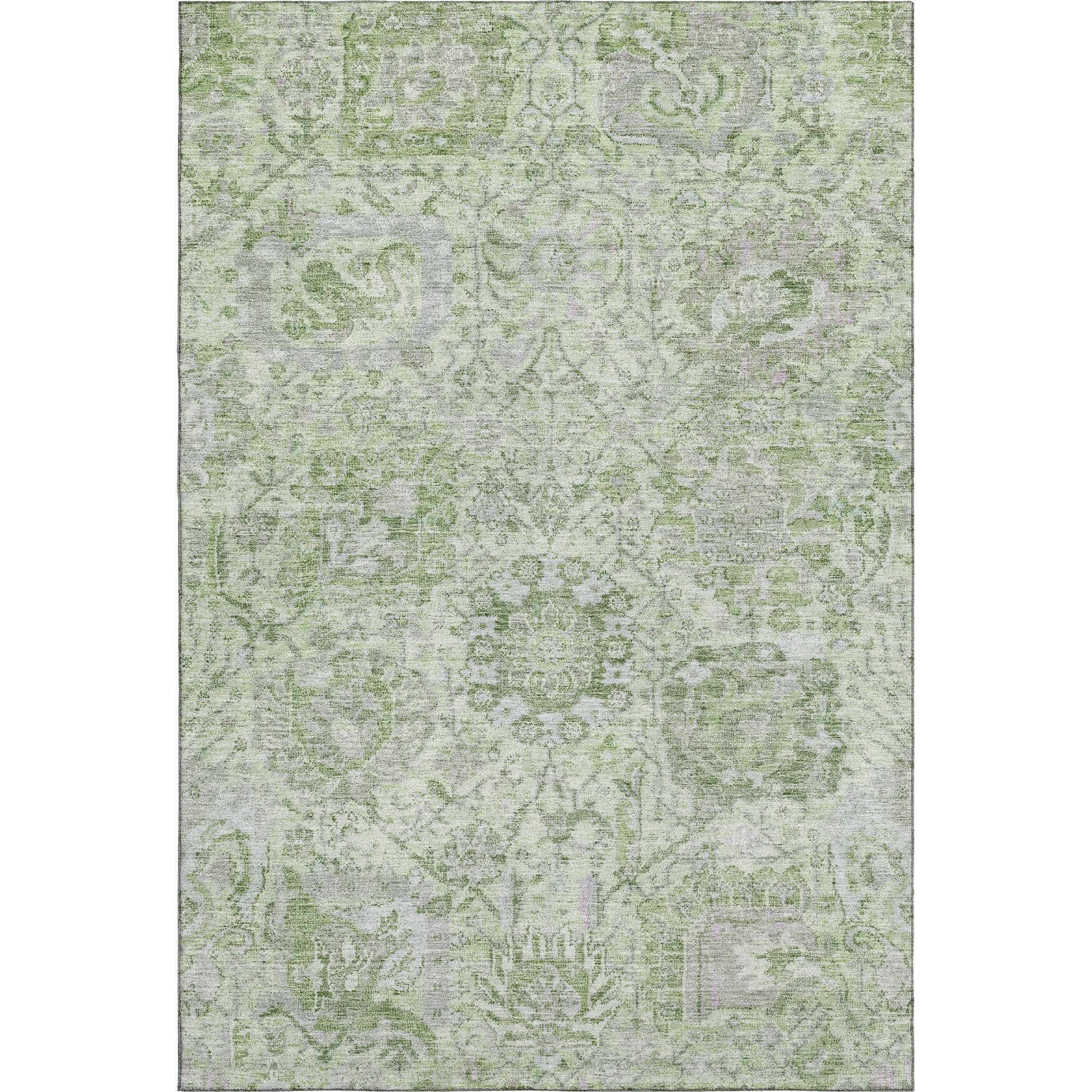 Colombo Machine Washable Traditional Mint Green Rug 2'6" x 3'10" #shape_Rectangle