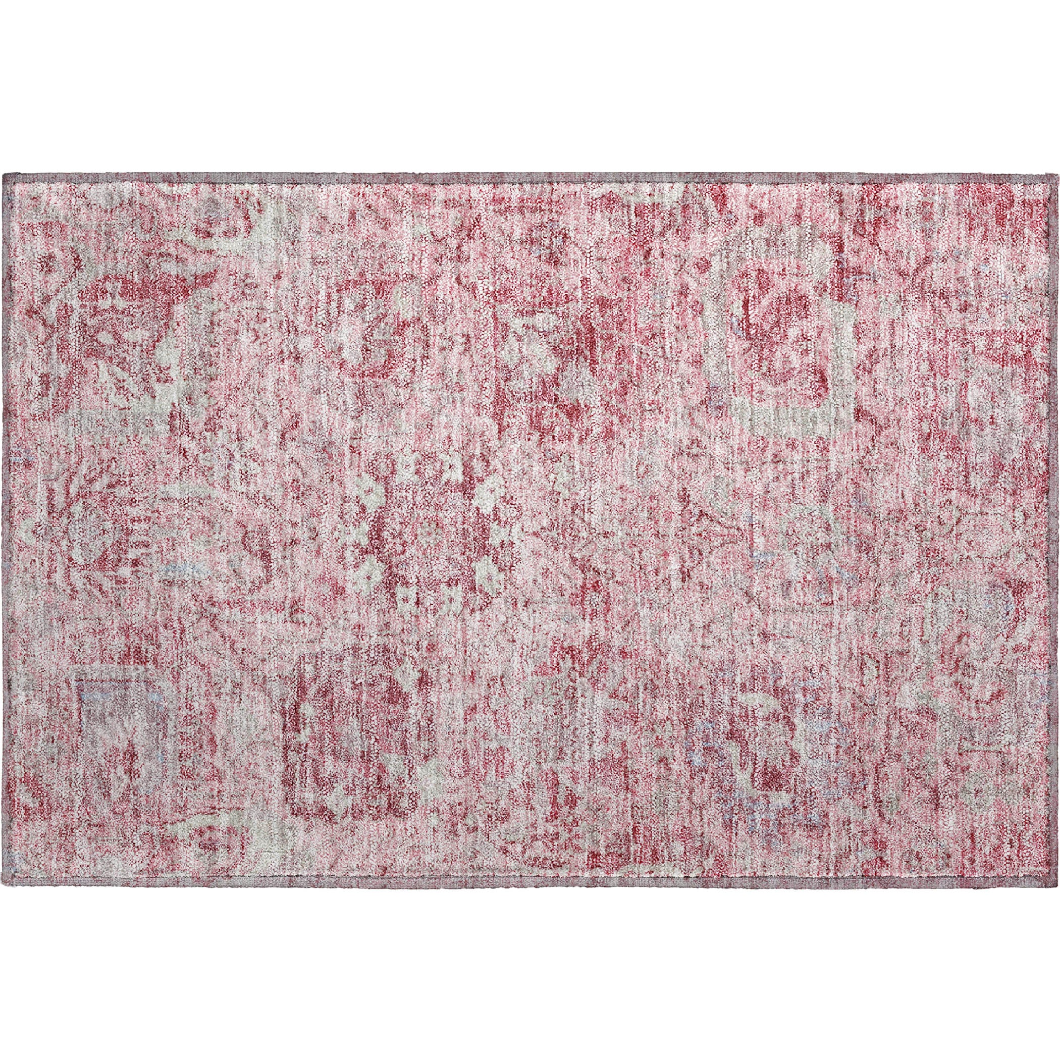 Colombo Machine Washable Traditional Pink Rug 1'8" x 2'6" #shape_Rectangle