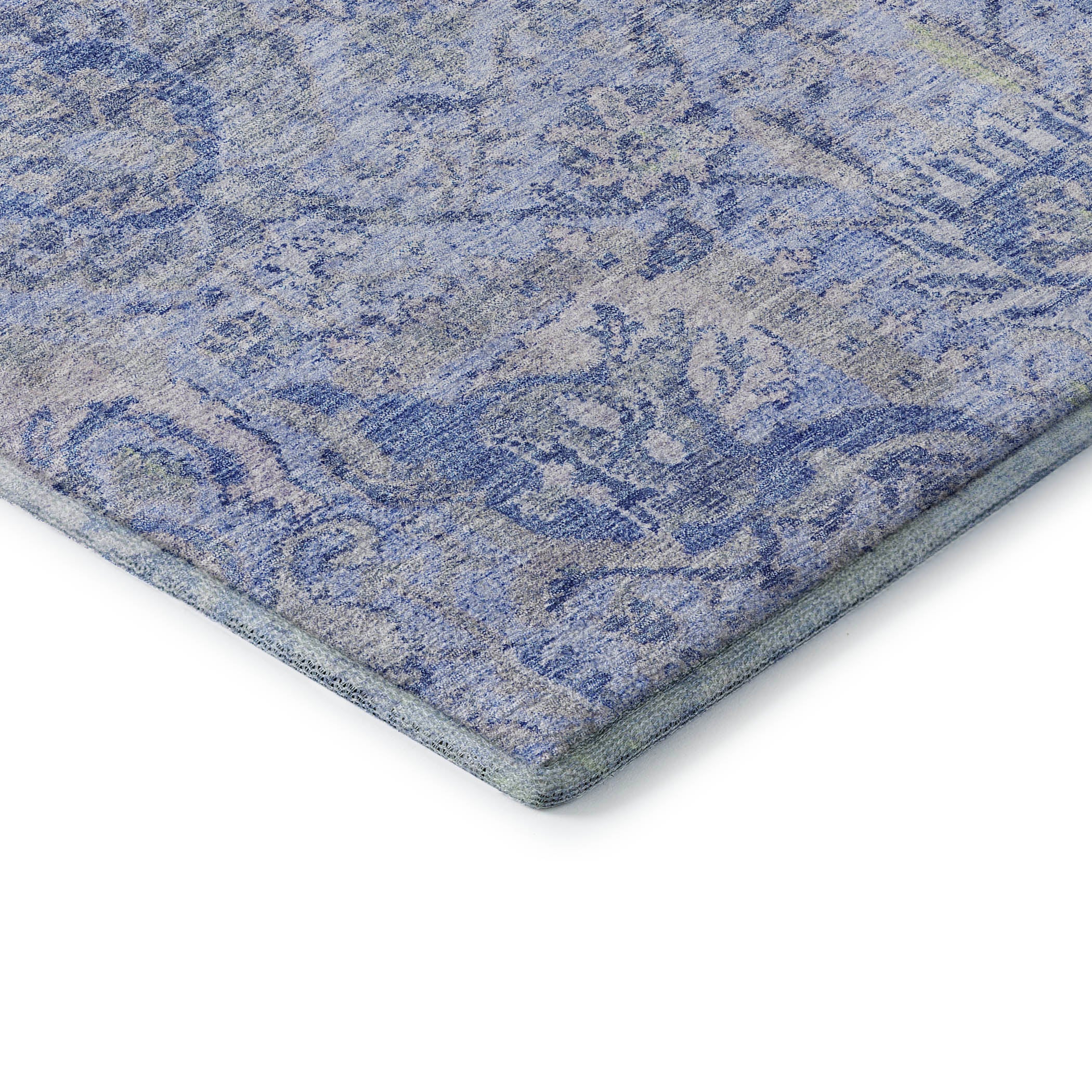Colombo Machine Washable Traditional Sky Blue Rug 1'8" x 2'6" #shape_Rectangle