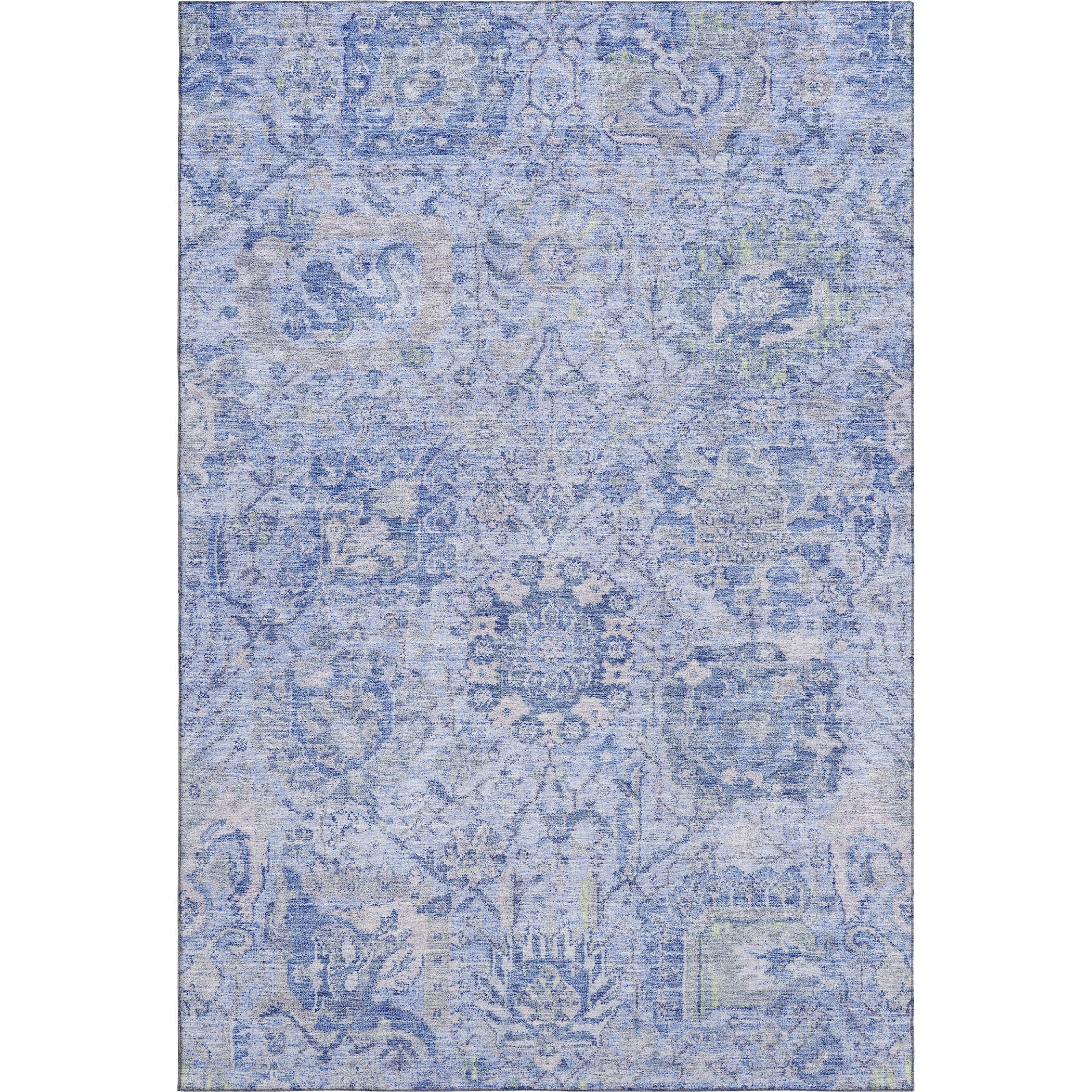 Colombo Machine Washable Traditional Sky Blue Rug 2'6" x 3'10" #shape_Rectangle