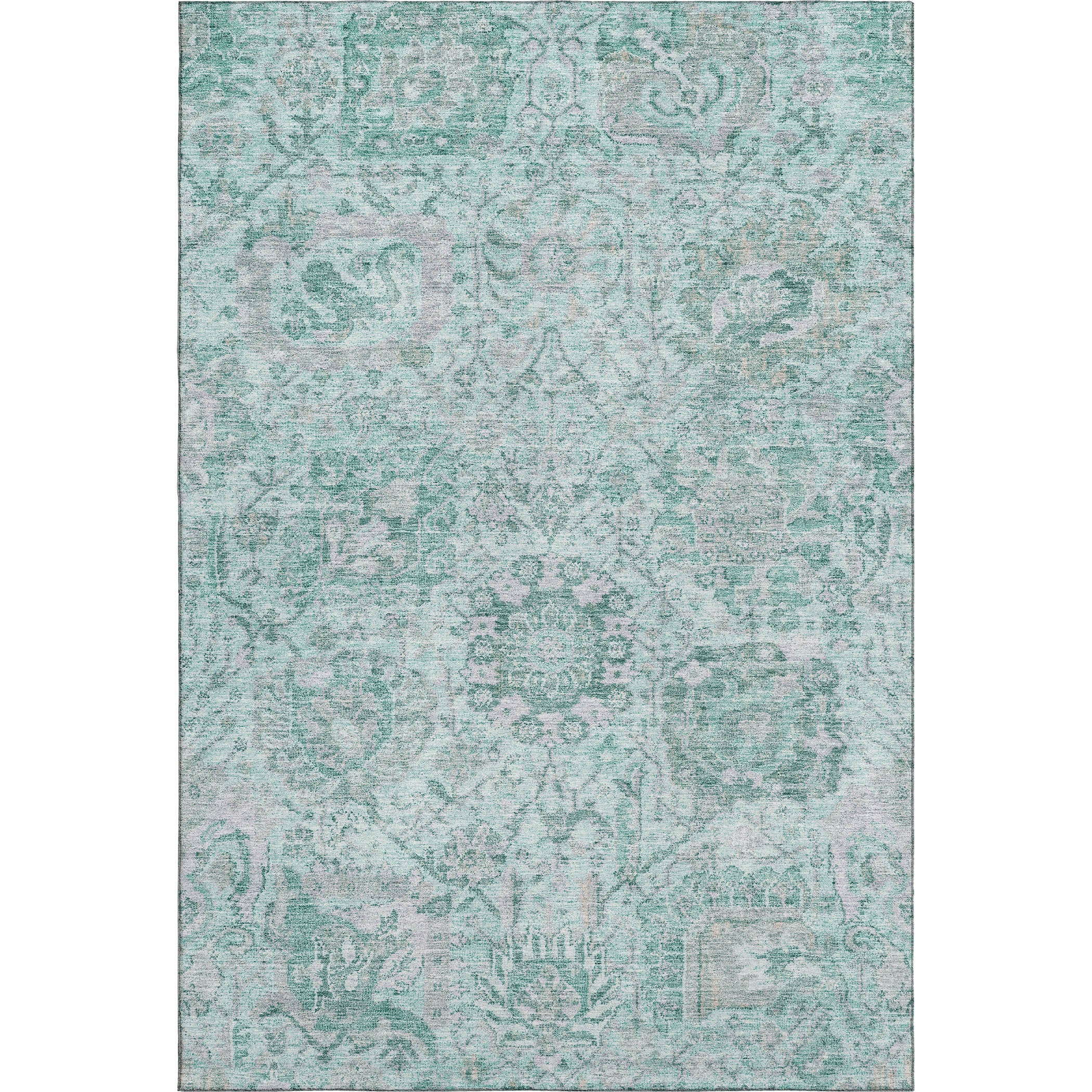 Colombo Machine Washable Traditional Teal Rug 2'6" x 3'10" #shape_Rectangle