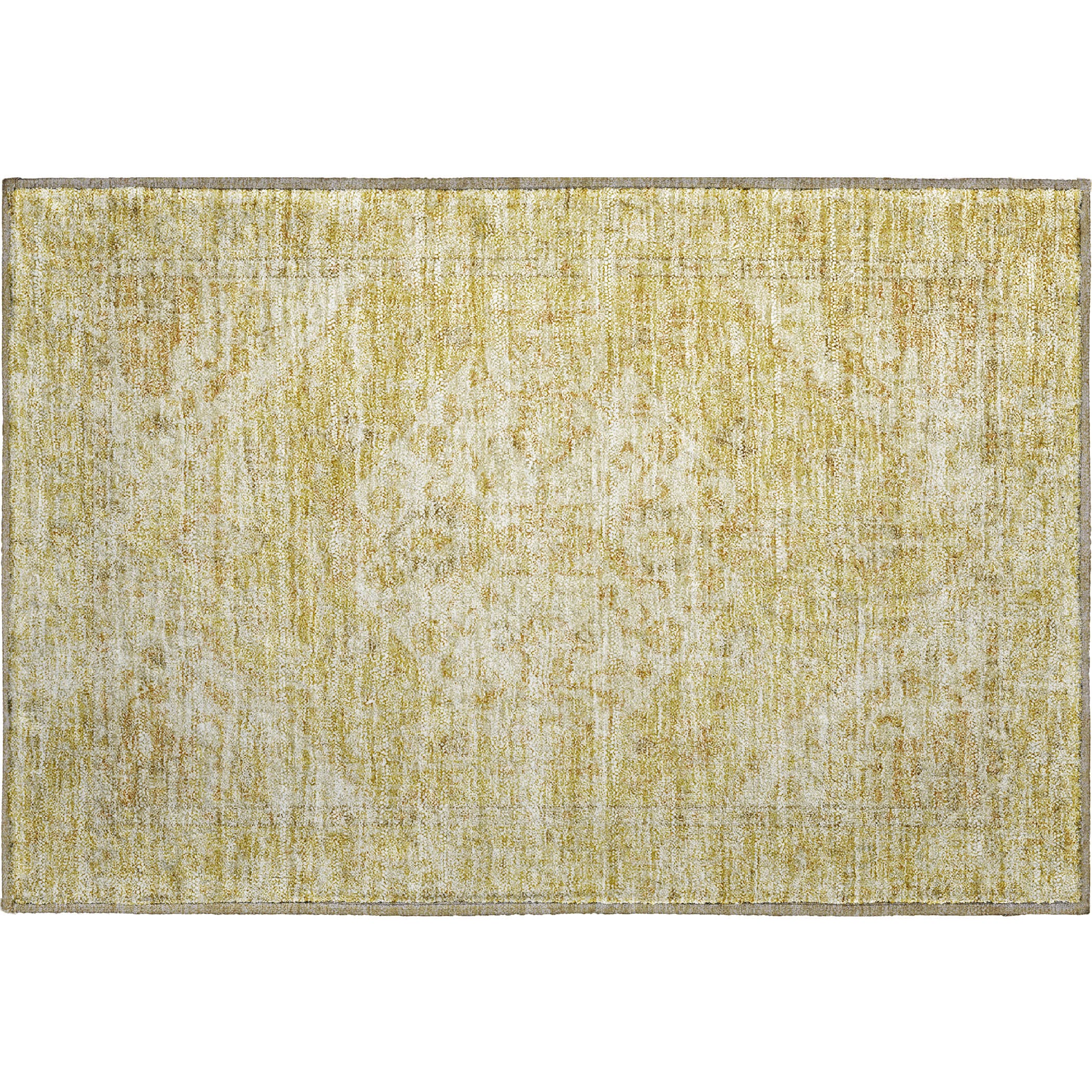 Porto Machine Washable Traditional Gold Rug 1'8" x 2'6" #shape_Rectangle