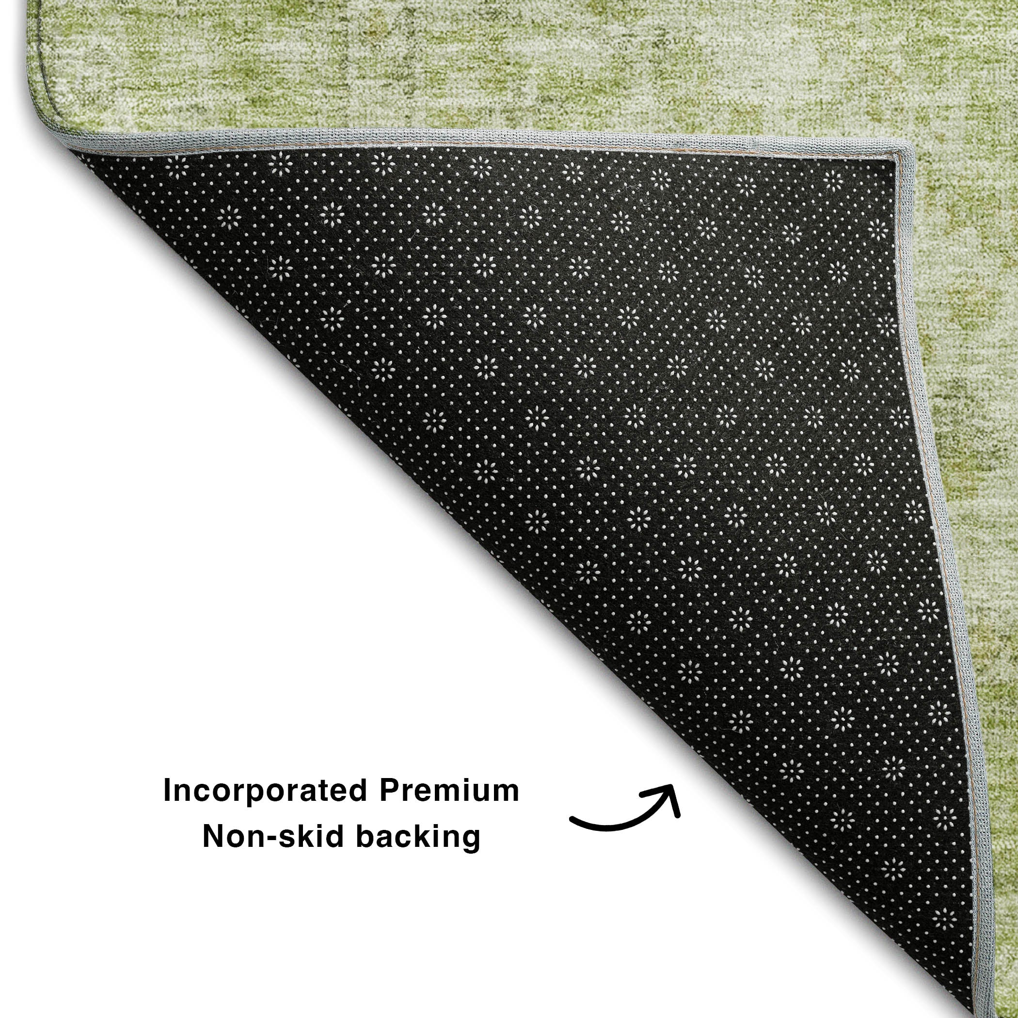 Porto Machine Washable Traditional Sage Green Rug 1'8" x 2'6" #shape_Rectangle