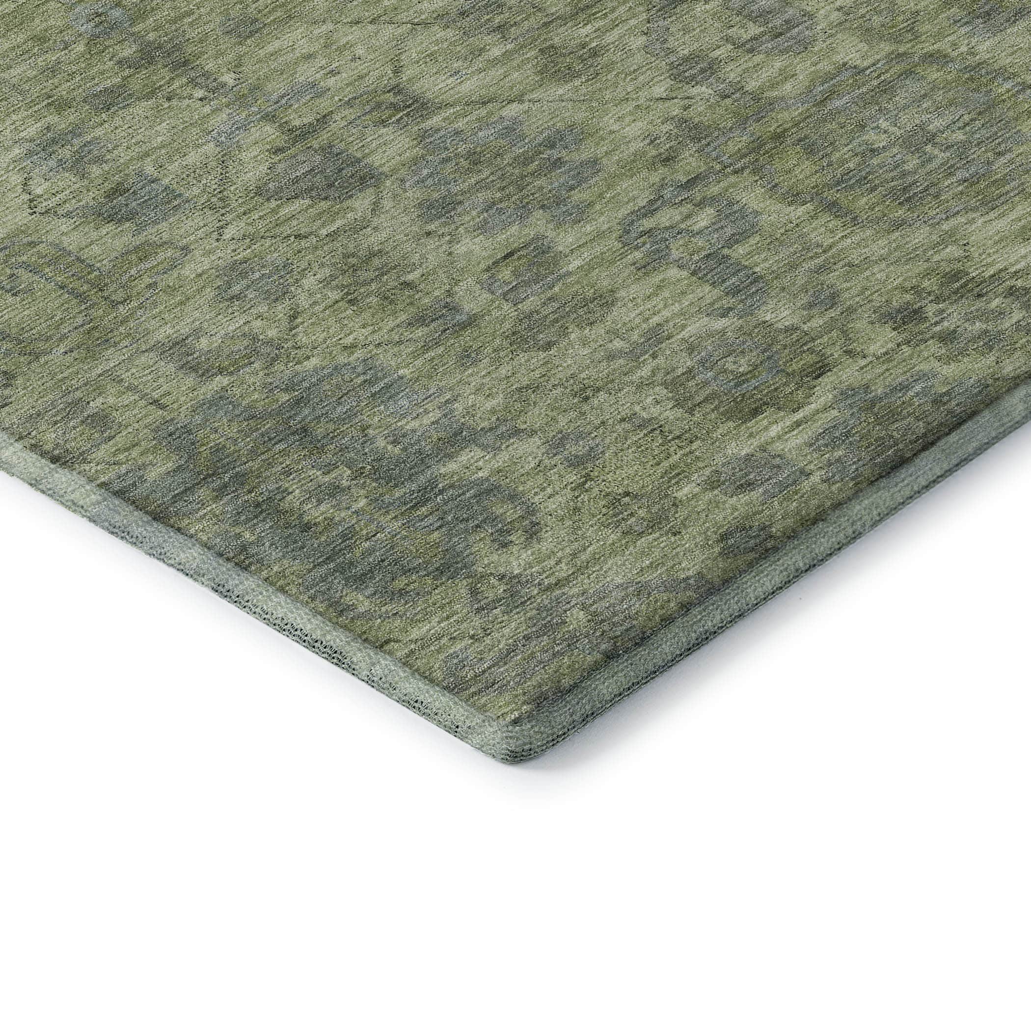 Kotor Machine Washable Traditional Aloe Green Rug 1'8" x 2'6" #shape_Rectangle