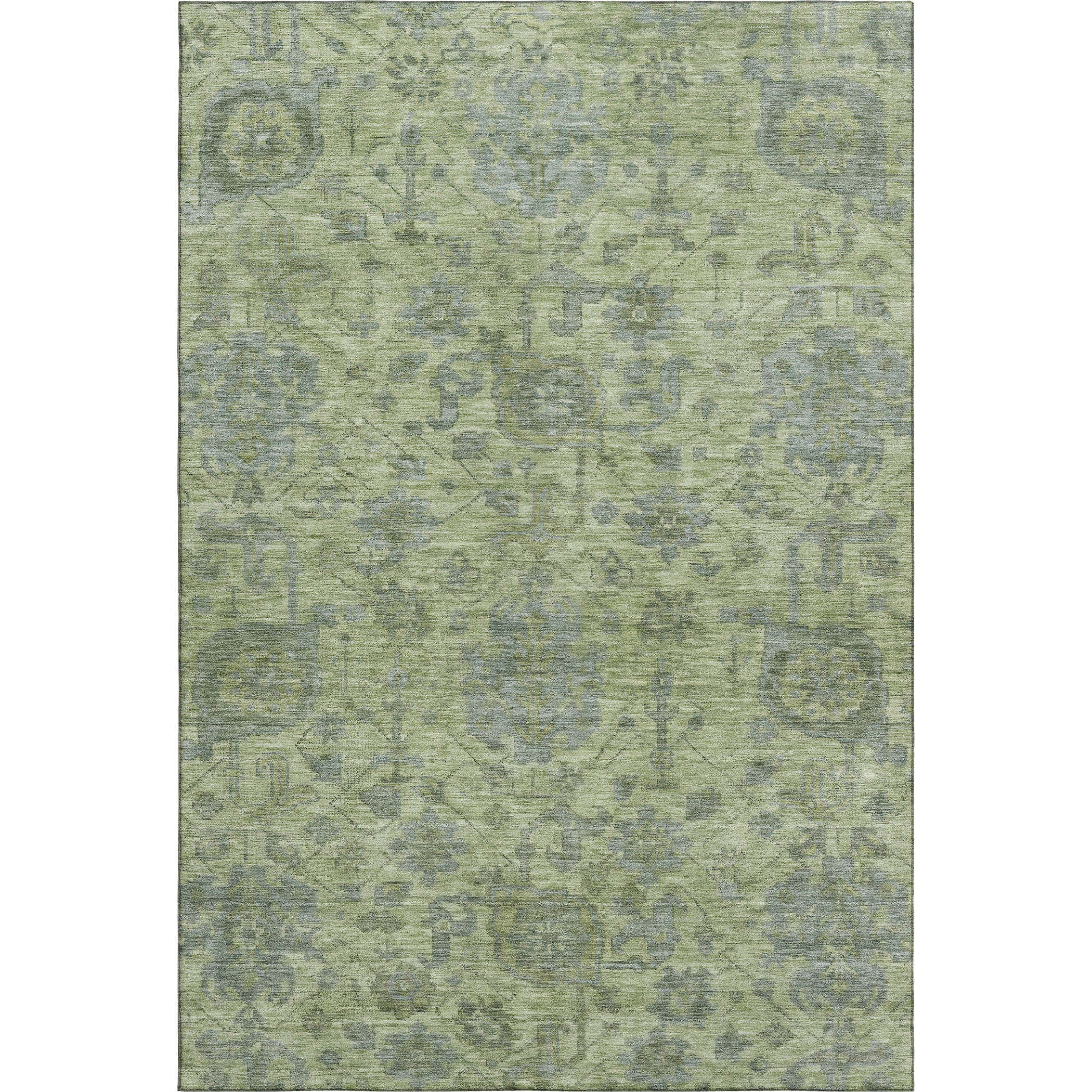 Kotor Machine Washable Traditional Aloe Green Rug 2'6" x 3'10" #shape_Rectangle