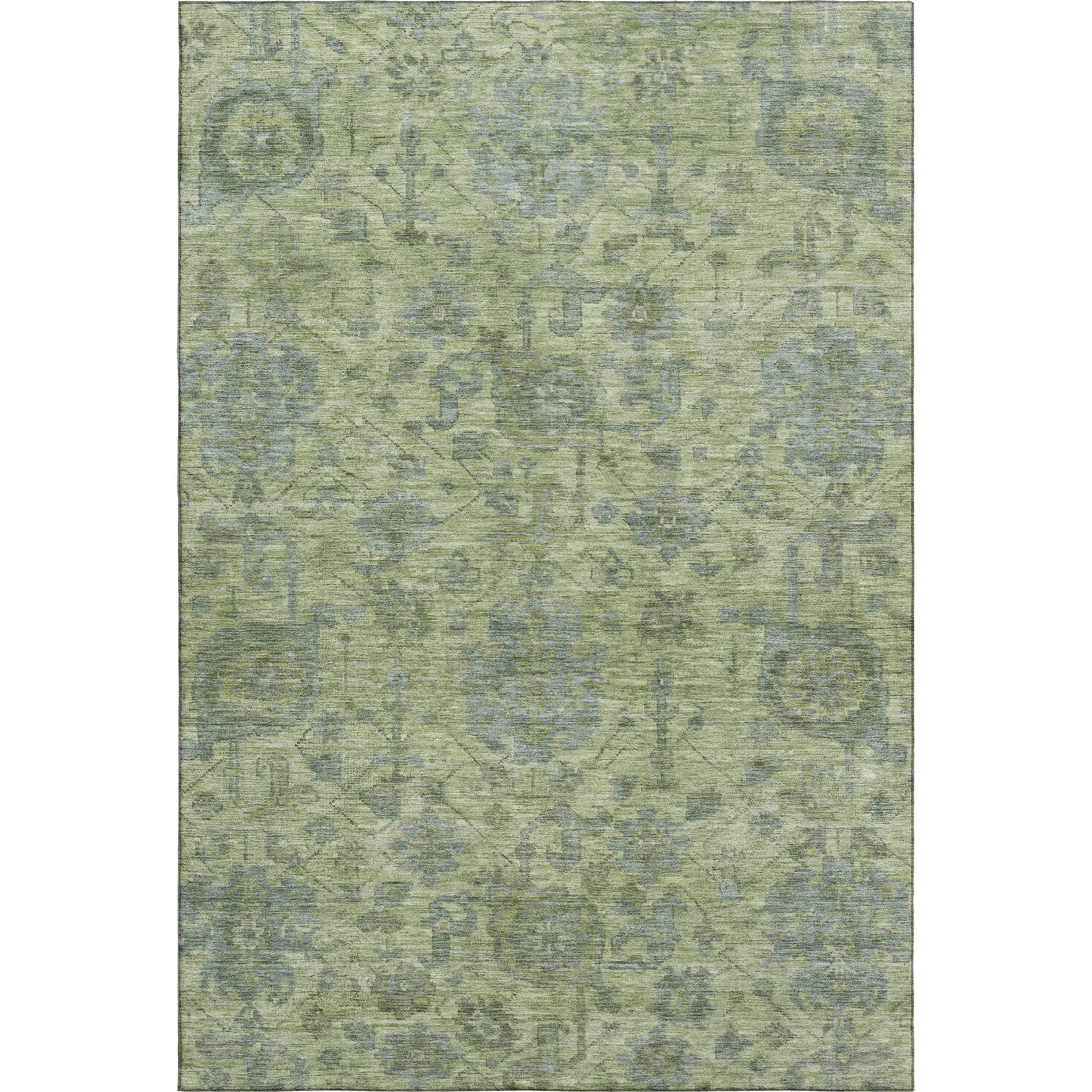 Kotor Machine Washable Traditional Aloe Green Rug 2'6" x 3'10" #shape_Rectangle
