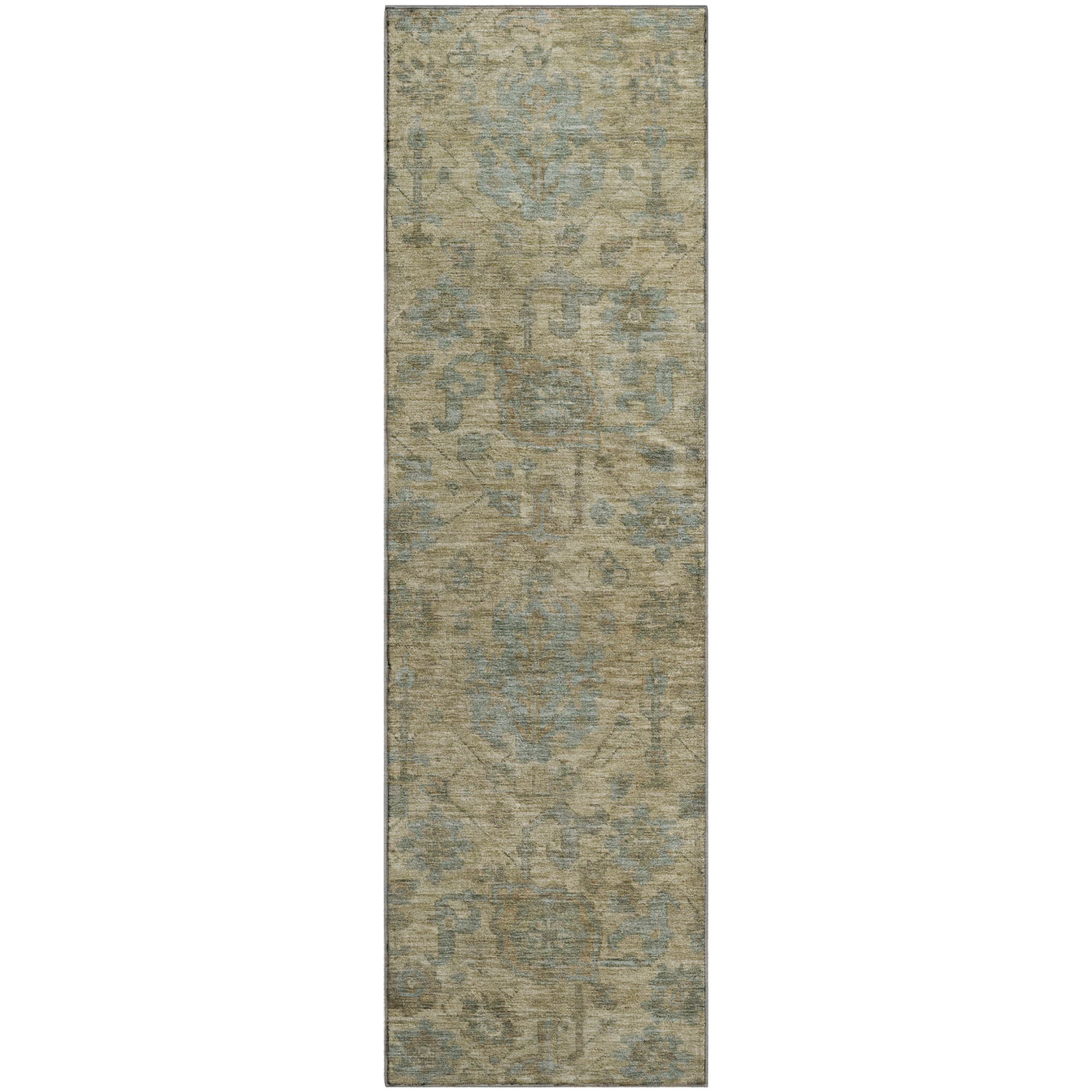 Kotor Machine Washable Traditional Beige Brown Rug 2'3" x 7'6" #shape_Runner