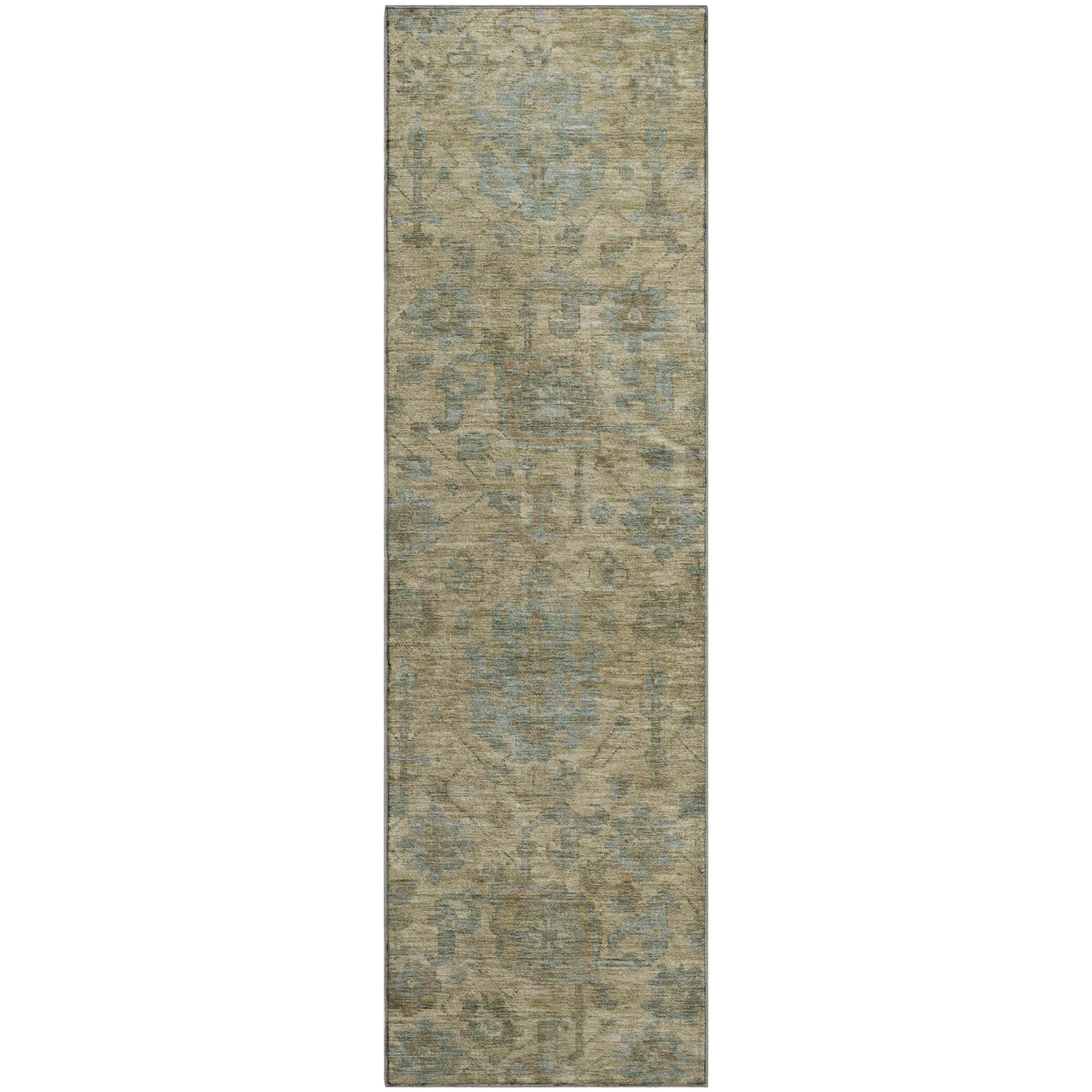 Kotor Machine Washable Traditional Beige Brown Rug 2'3" x 7'6" #shape_Runner
