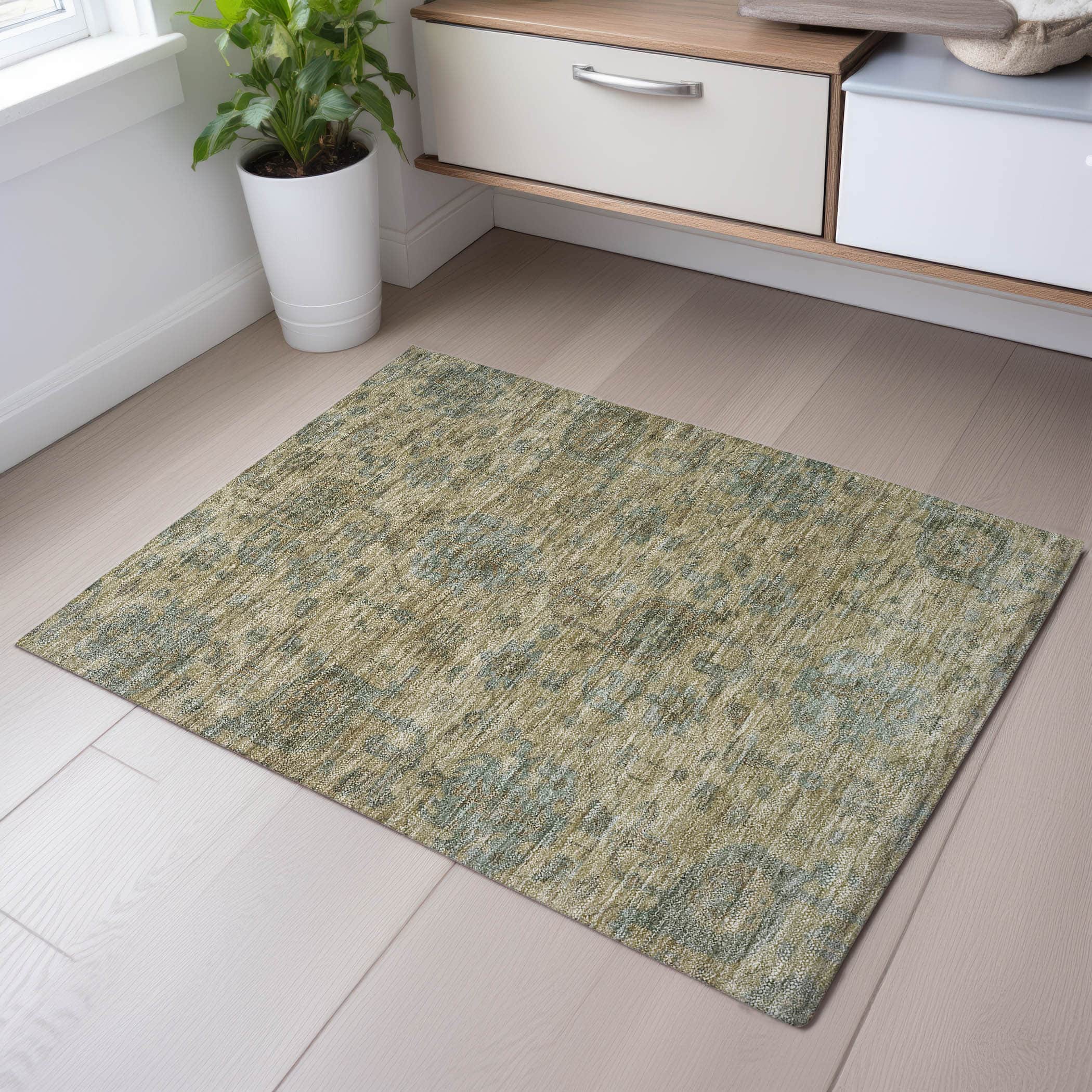 Kotor Machine Washable Traditional Beige Brown Rug 1'8" x 2'6" #shape_Rectangle