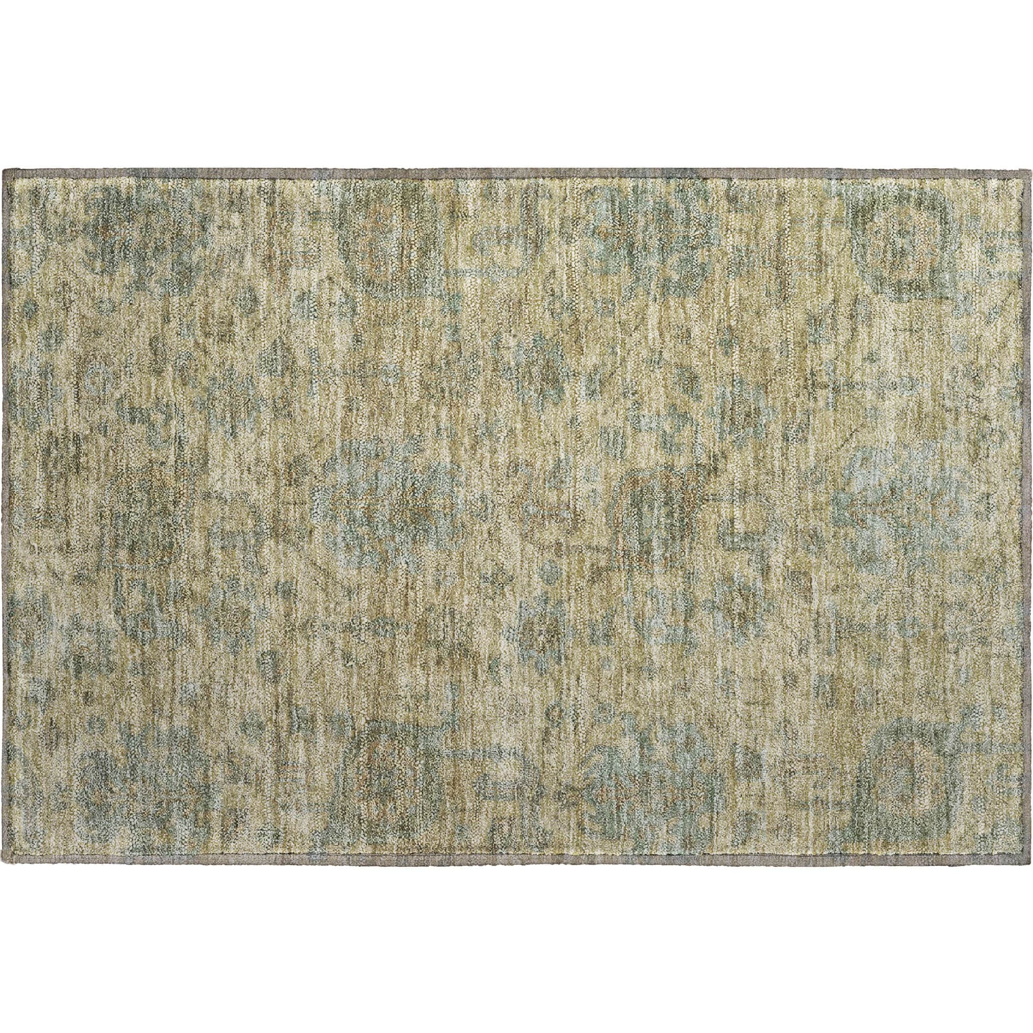 Kotor Machine Washable Traditional Beige Brown Rug 1'8" x 2'6" #shape_Rectangle
